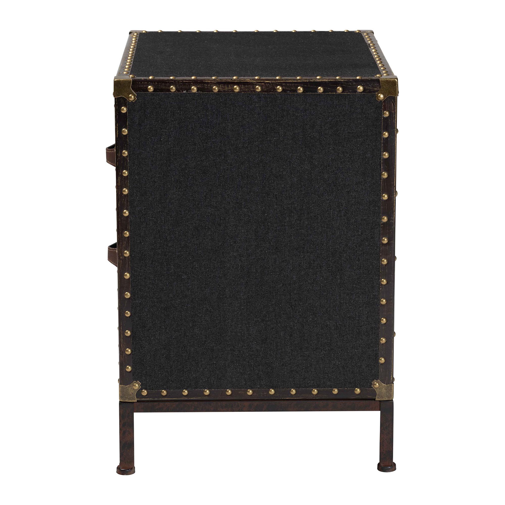Baxton Studio Laura Vintage Black Canvas 2-Drawer End Table Trunk