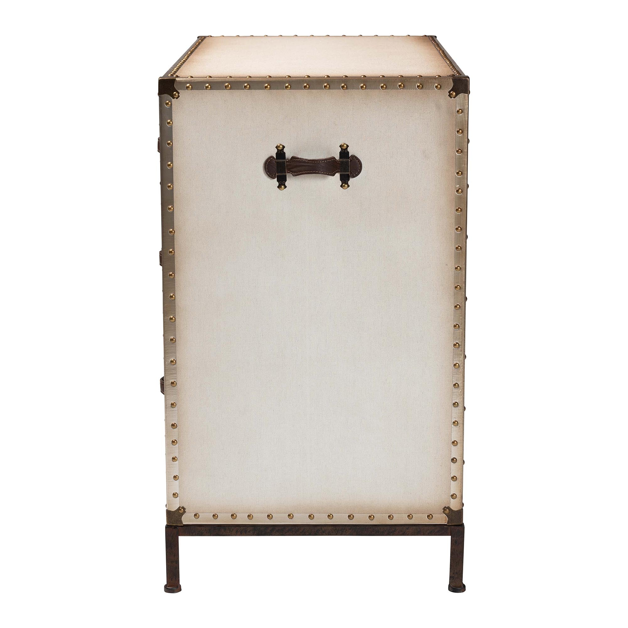 Baxton Studio Benton Vintage White Canvas 4-Drawer Storage Cabinet