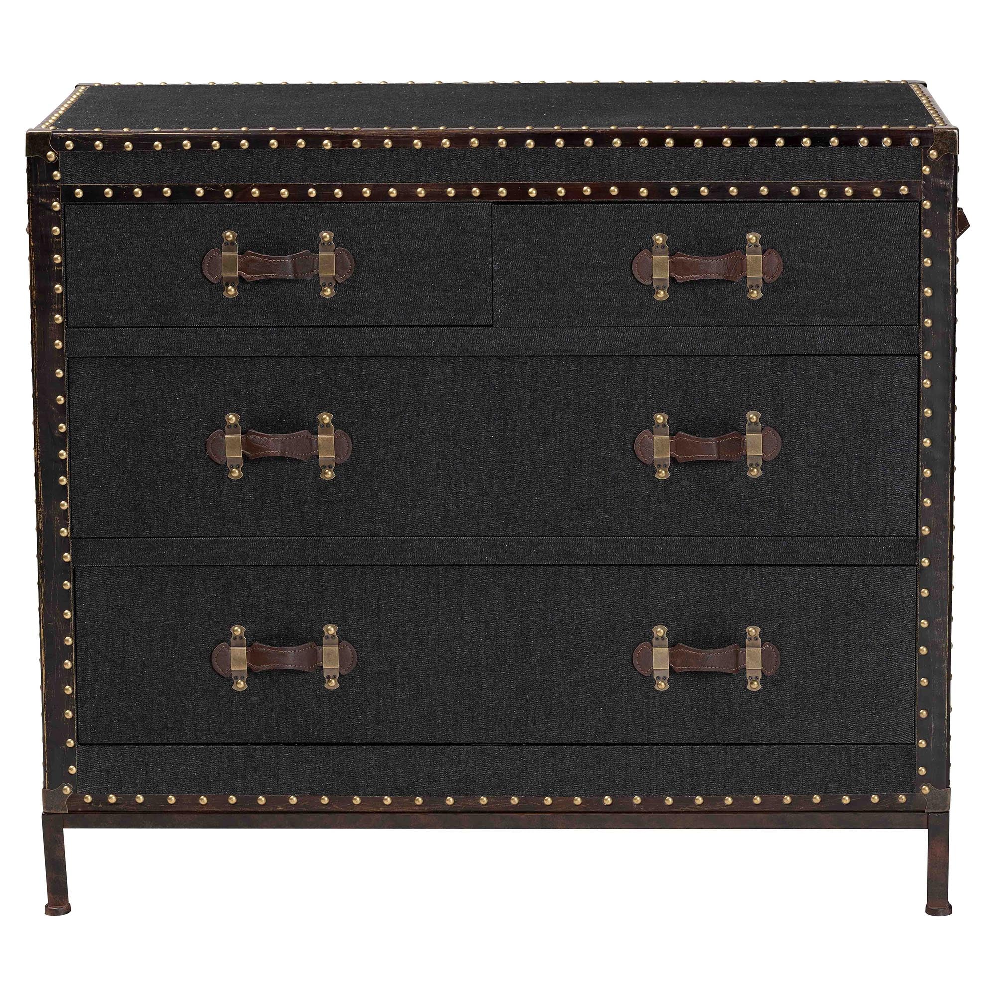 Baxton Studio Benton Vintage Black Canvas 4-Drawer Storage Cabinet