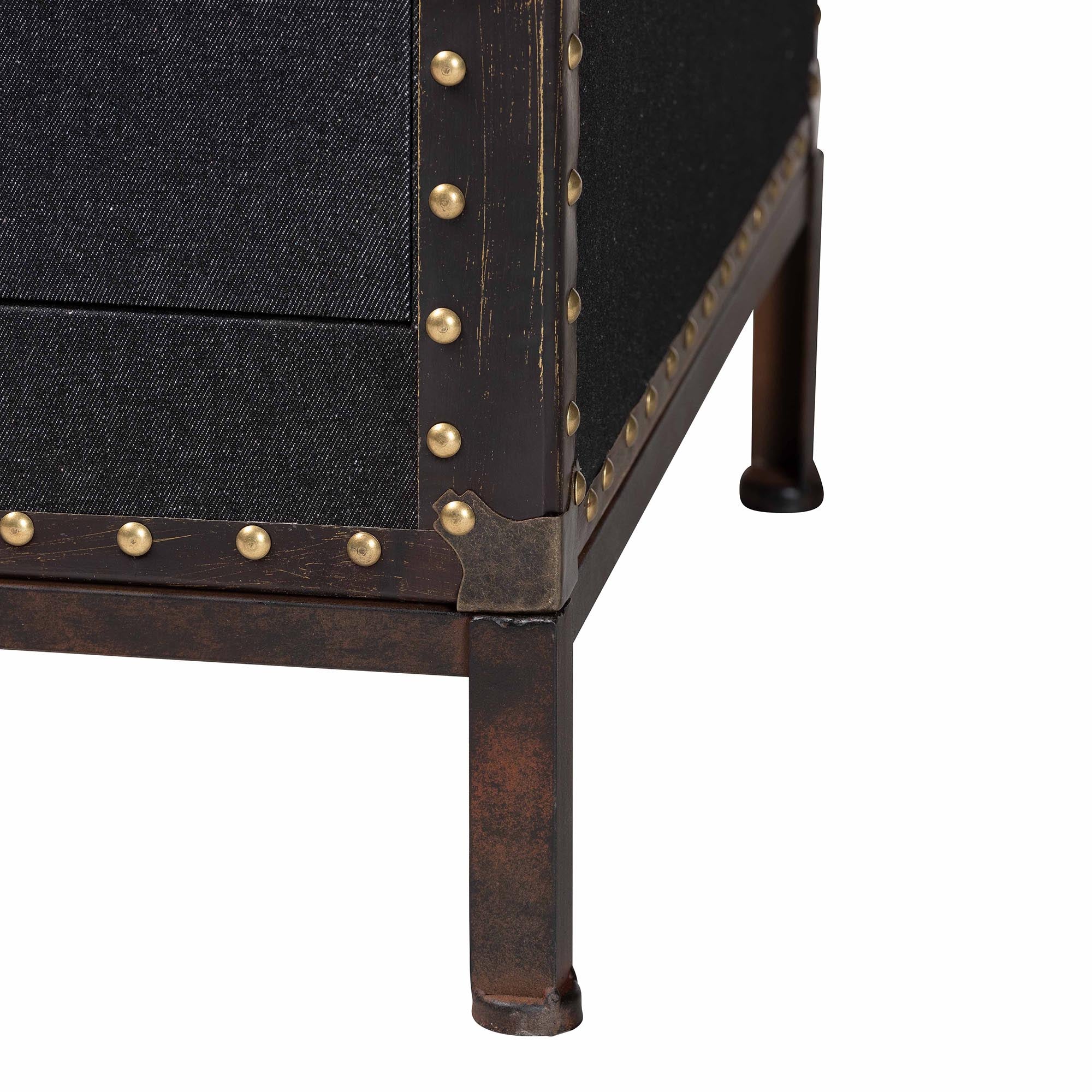Baxton Studio Benton Vintage Black Canvas 4-Drawer Storage Cabinet