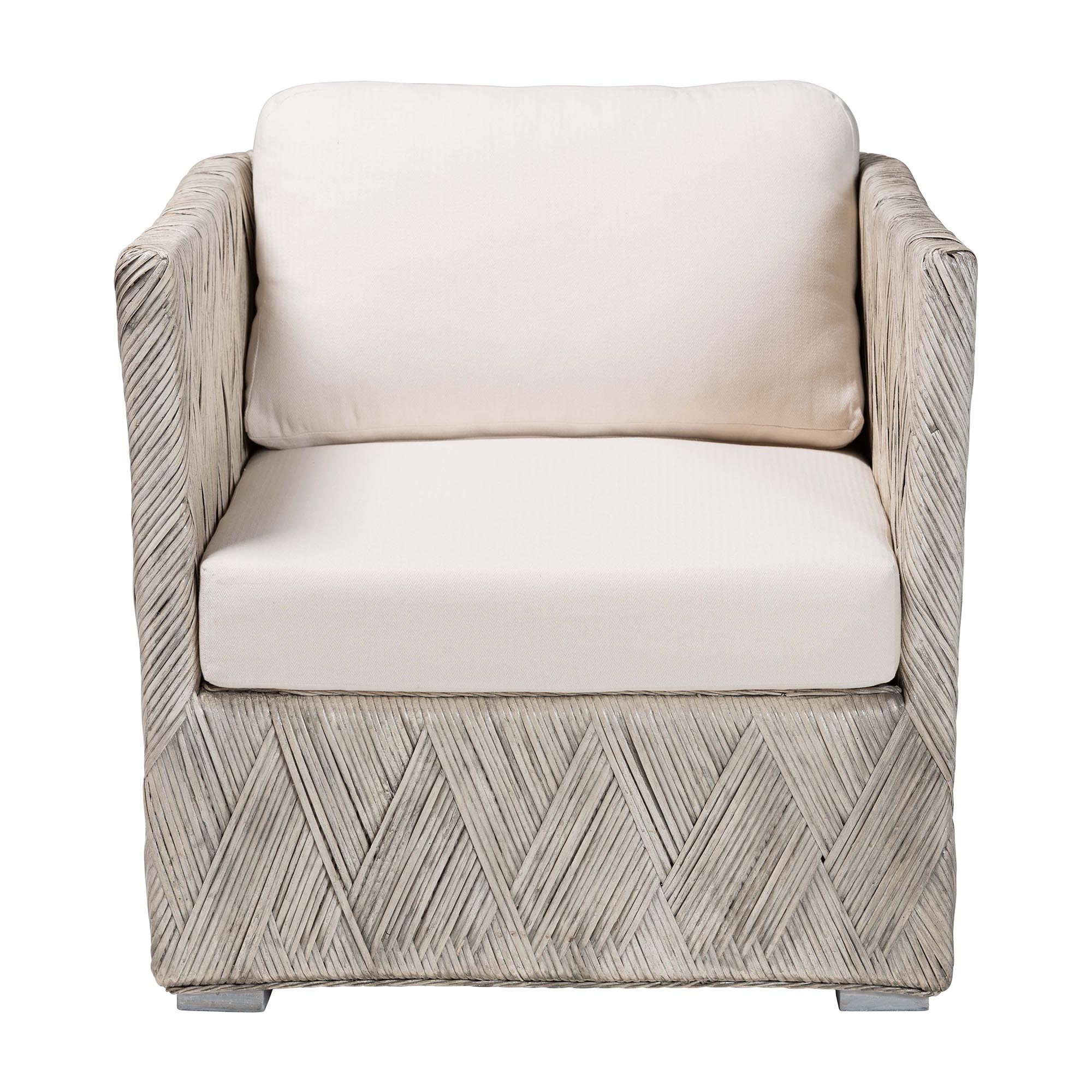 bali & pari Melbourne Natural Rattan Lounge Chair - Handwoven Wicker Armchair with Tuxedo Frame for Living Room, Lounge, or Sun Room
