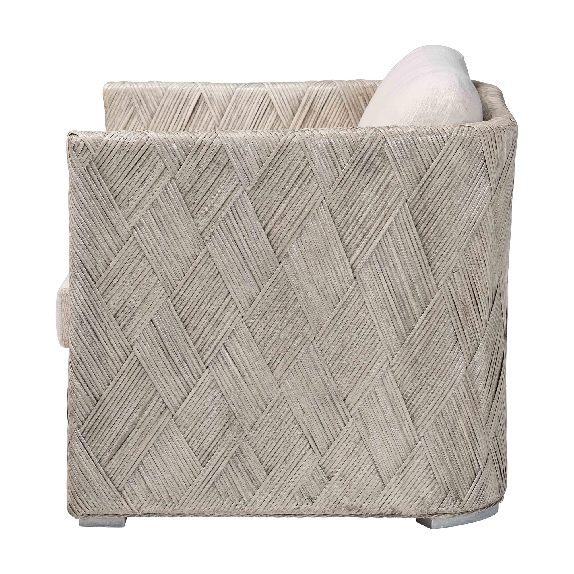 bali & pari Melbourne Natural Rattan Lounge Chair - Handwoven Wicker Armchair with Tuxedo Frame for Living Room, Lounge, or Sun Room