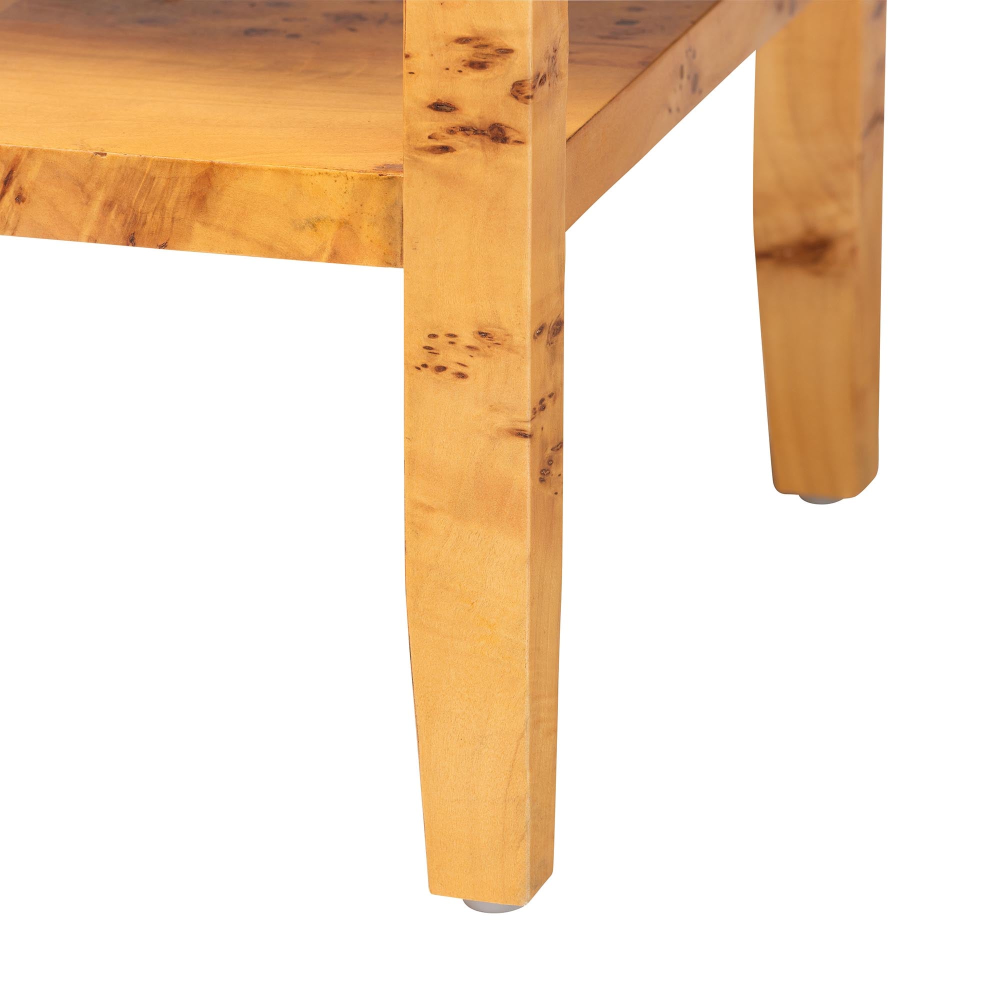 bali & pari Ghina Modern and Contemporary Natural Light Mappa Real Burl Wood 1-Drawer Nightstand