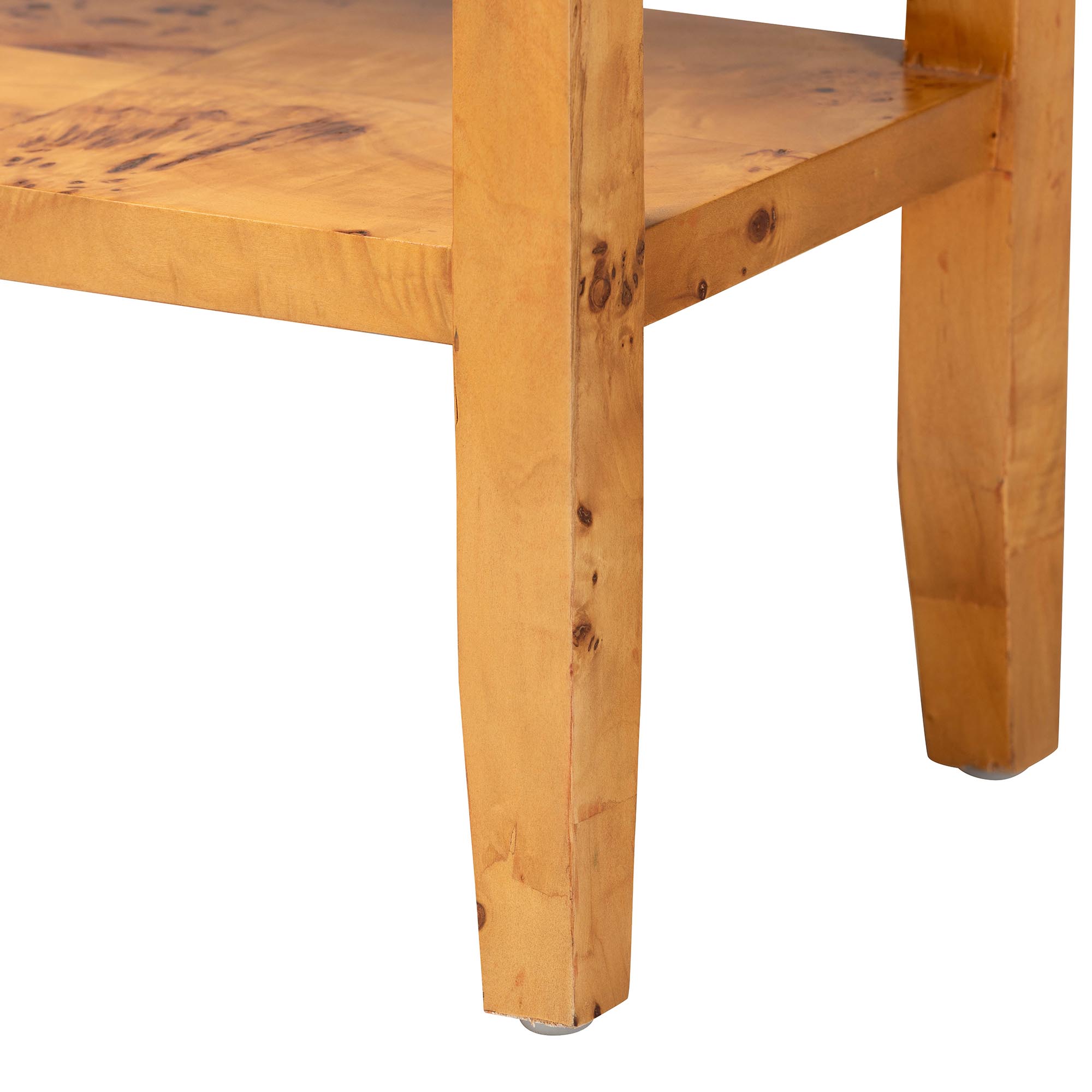 bali & pari Ghina Modern and Contemporary Natural Light Mappa Real Burl Wood 2-Drawer Console Table