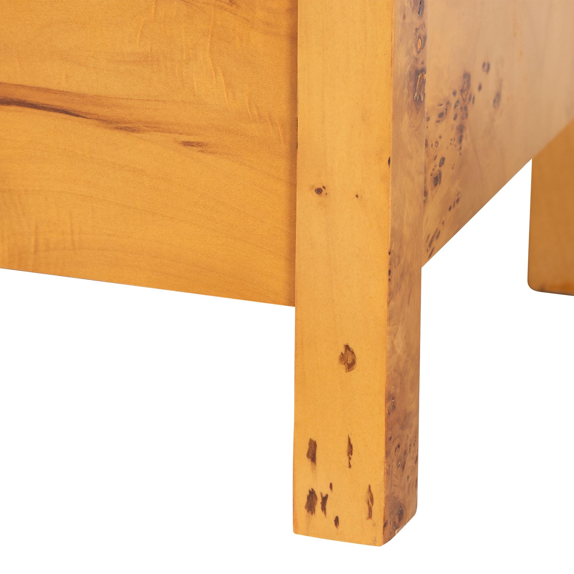 bali & pari Azmi Modern and Contemporary Natural Light Mappa Real Burl Wood 2-Drawer Nightstand