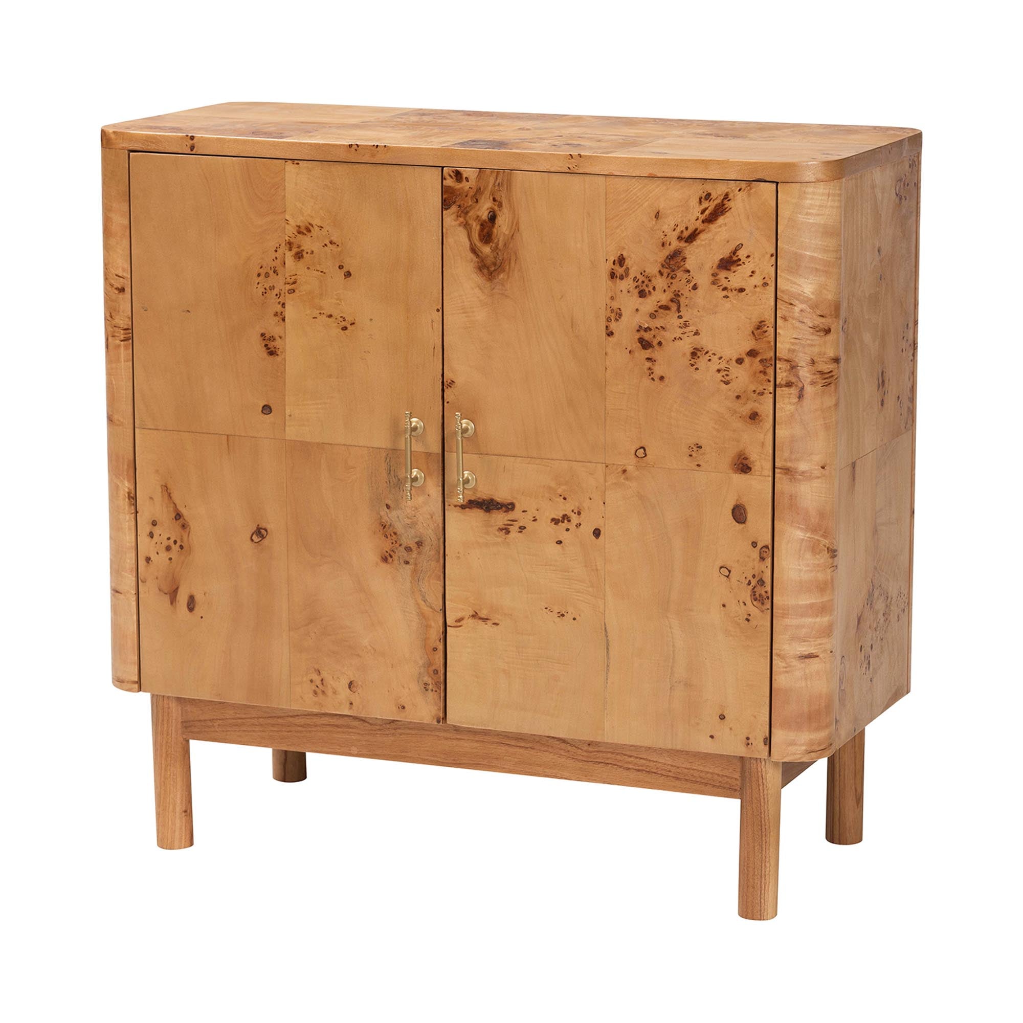 bali & pari Latika Modern and Contemporary Natural Mappa Real Burl Wood Storage Cabinet