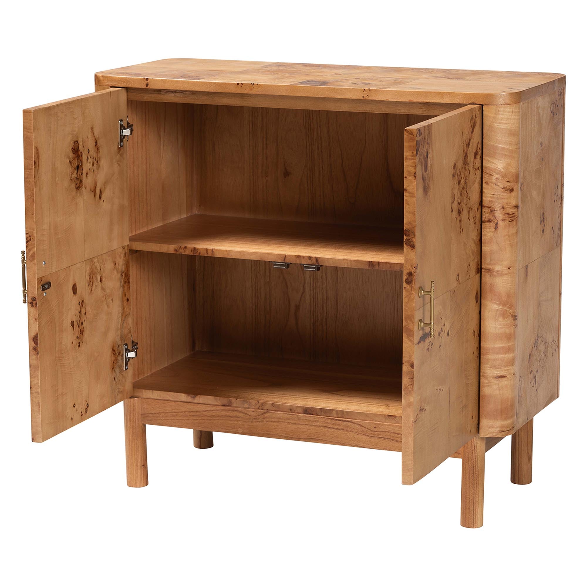 bali & pari Latika Modern and Contemporary Natural Mappa Real Burl Wood Storage Cabinet
