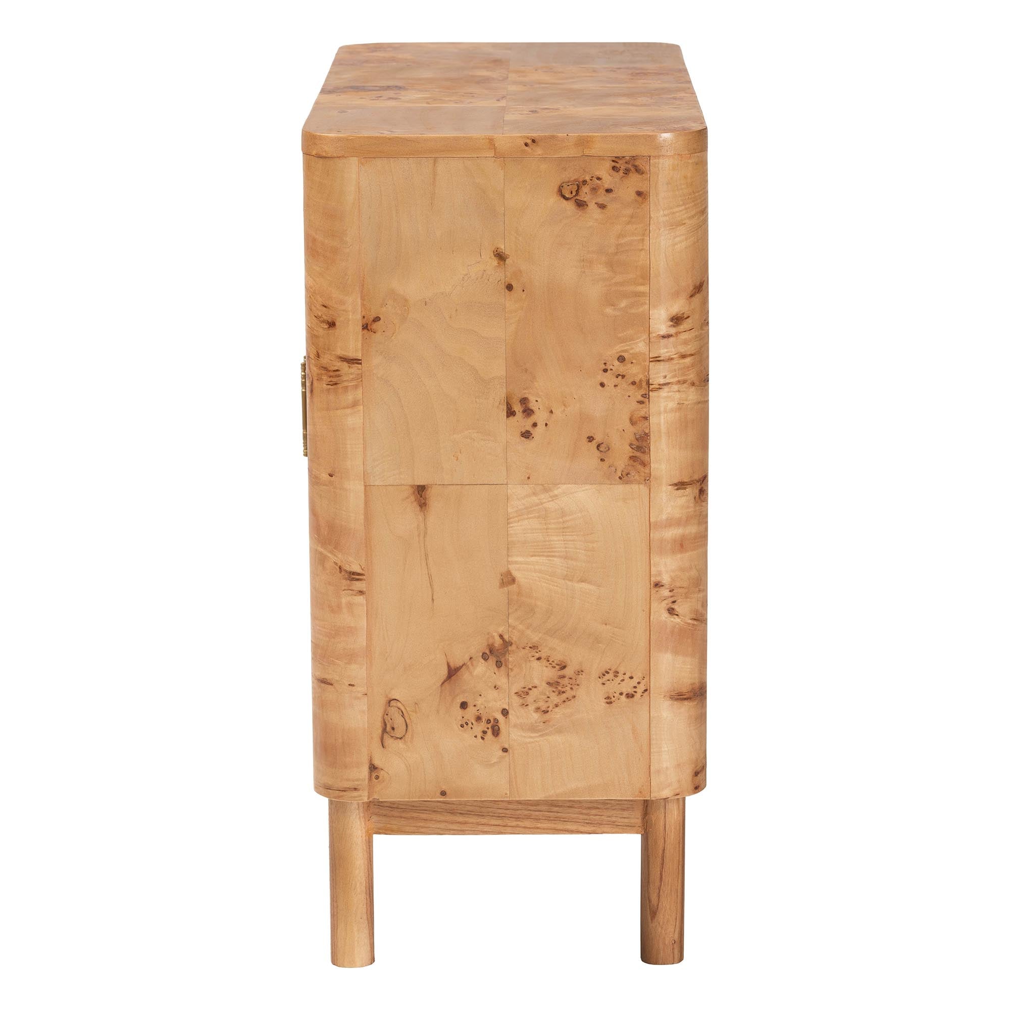 bali & pari Latika Modern and Contemporary Natural Mappa Real Burl Wood Storage Cabinet