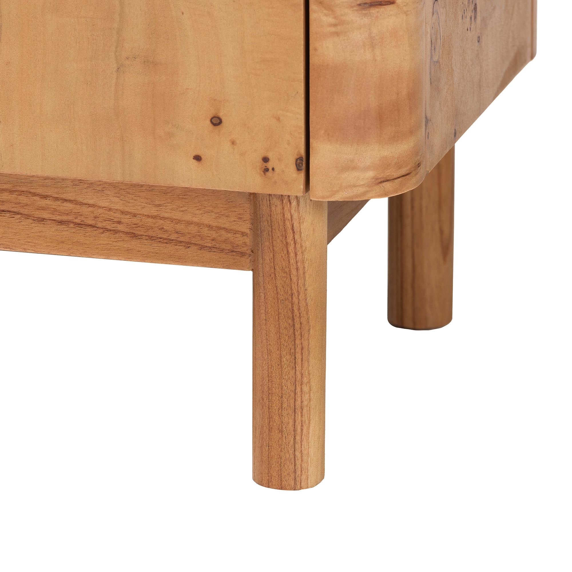 bali & pari Latika Modern and Contemporary Natural Mappa Real Burl Wood Storage Cabinet
