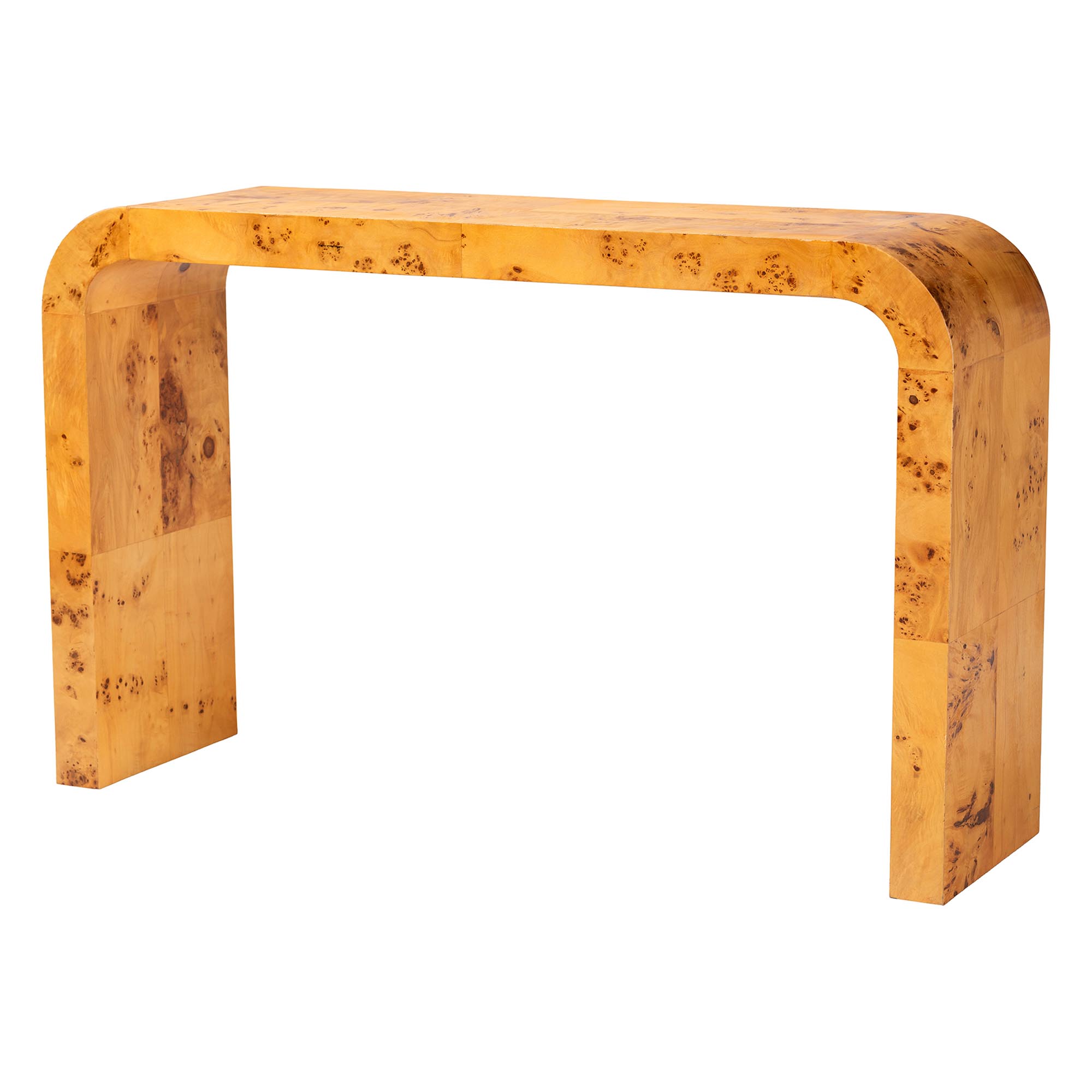 bali & pari Revelle Modern and Contemporary Natural Light Mappa Real Burl Wood Console Table