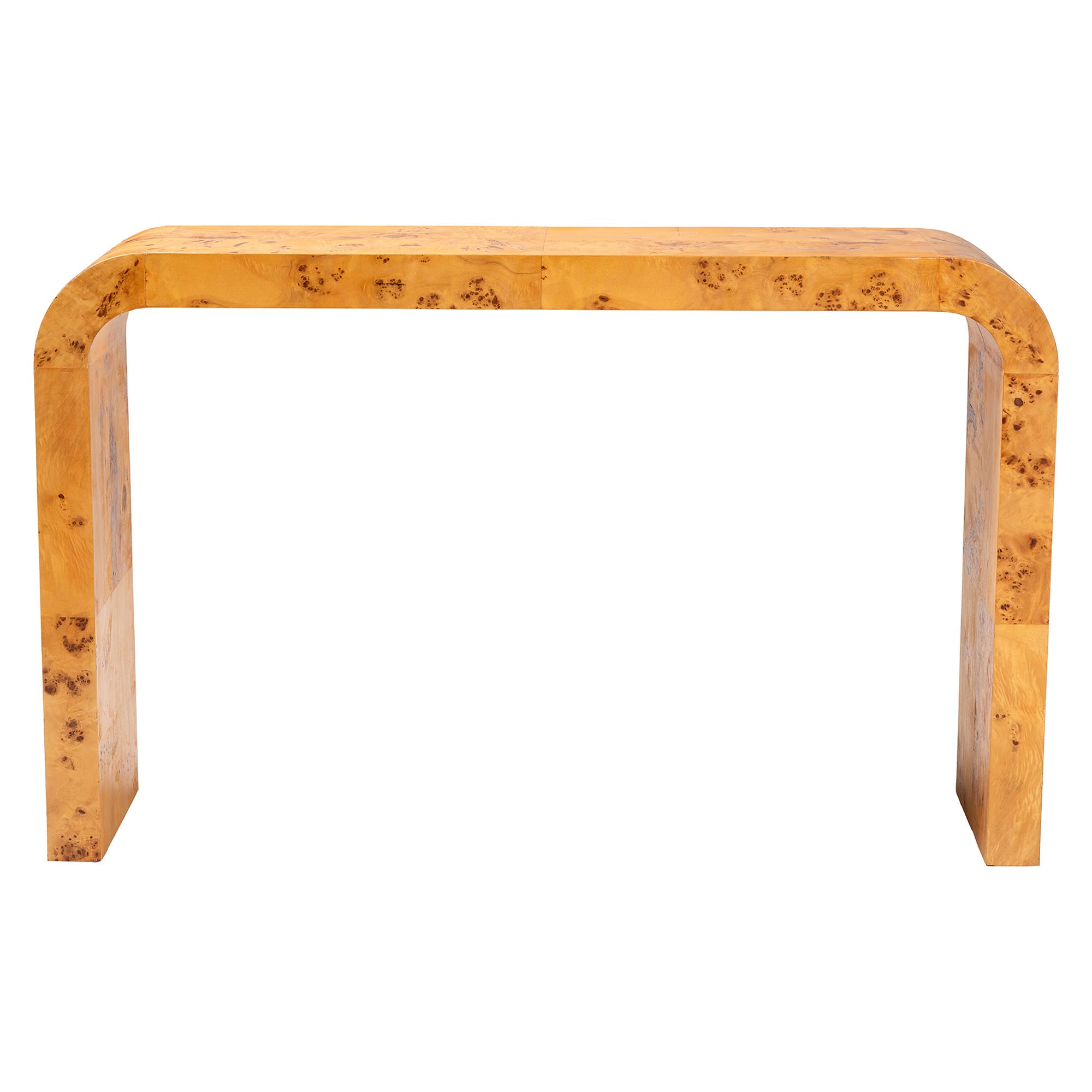 bali & pari Revelle Modern and Contemporary Natural Light Mappa Real Burl Wood Console Table