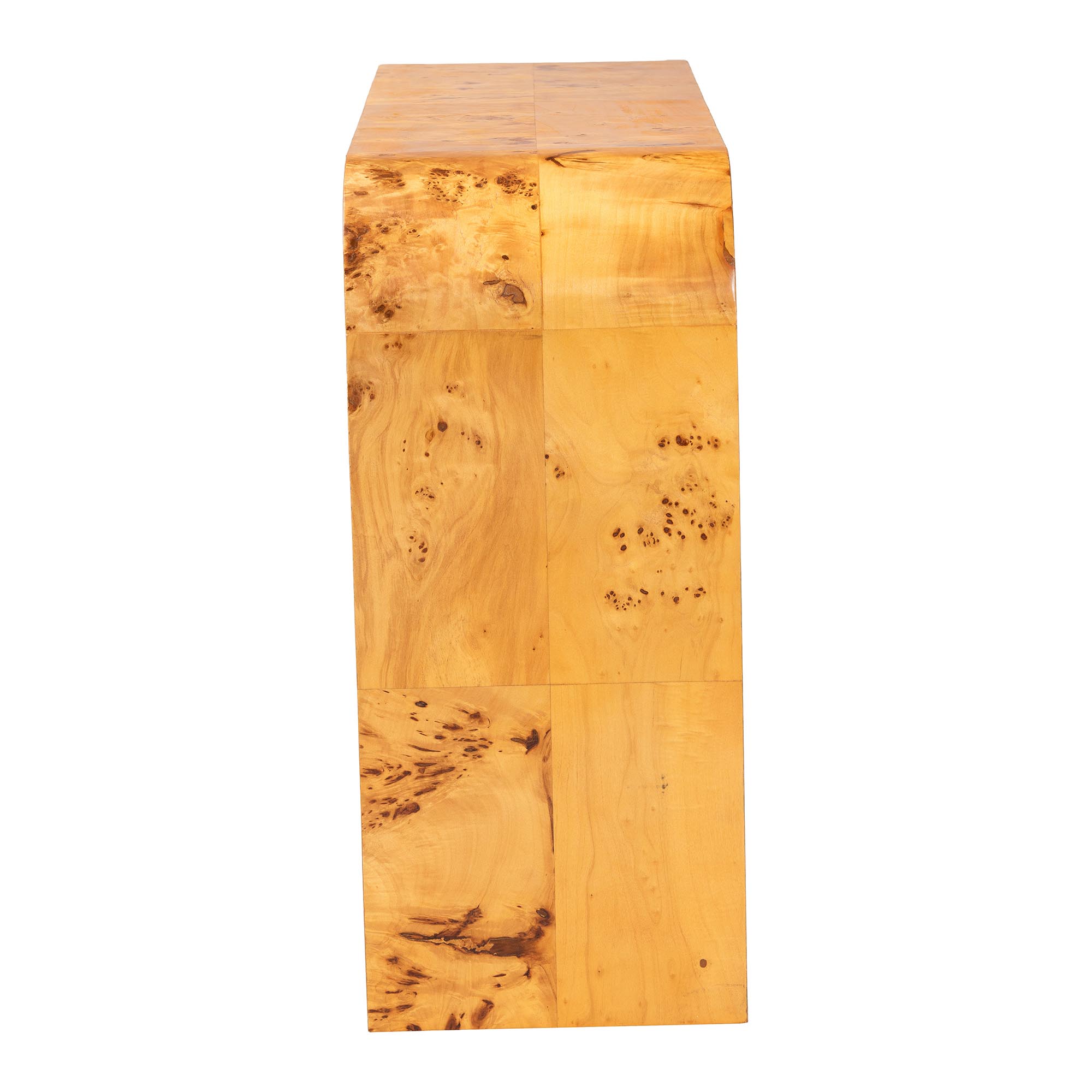 bali & pari Revelle Modern and Contemporary Natural Light Mappa Real Burl Wood Console Table