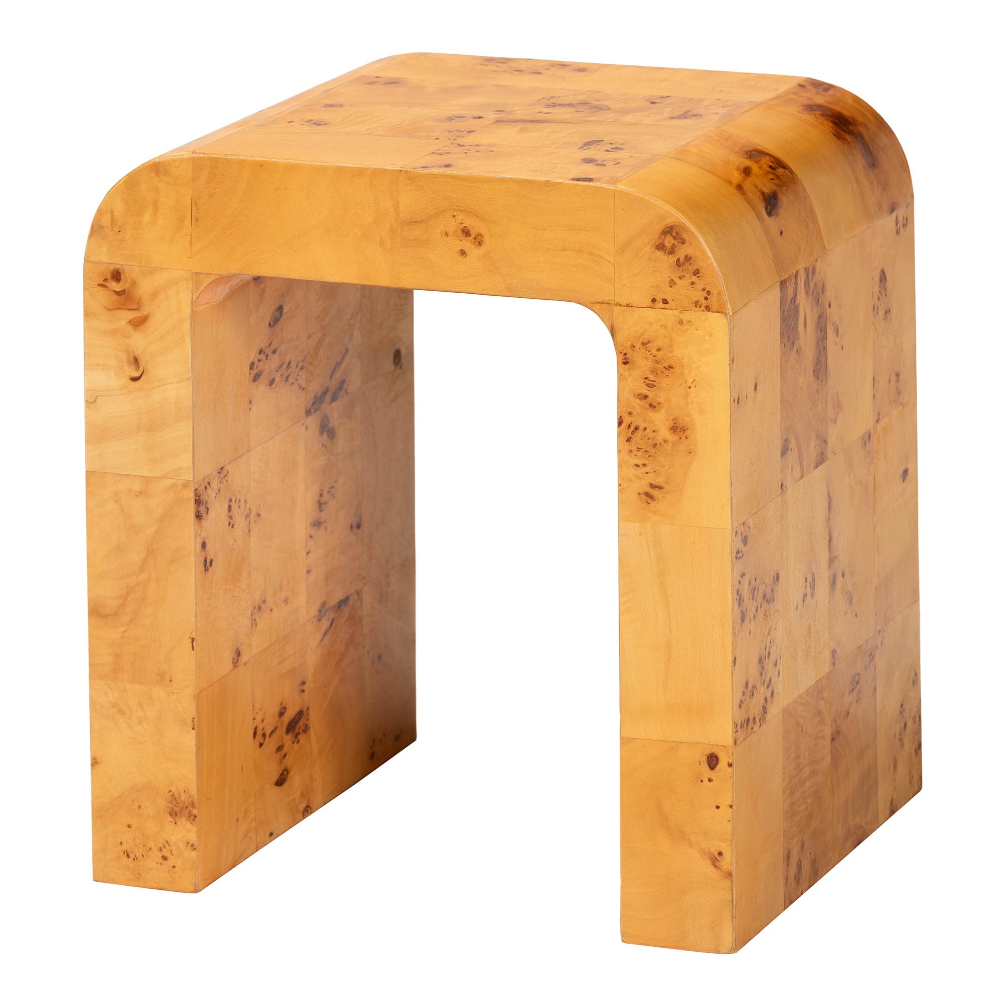 bali & pari Revelle Modern and Contemporary Natural Light Mappa Real Burl Wood End Table