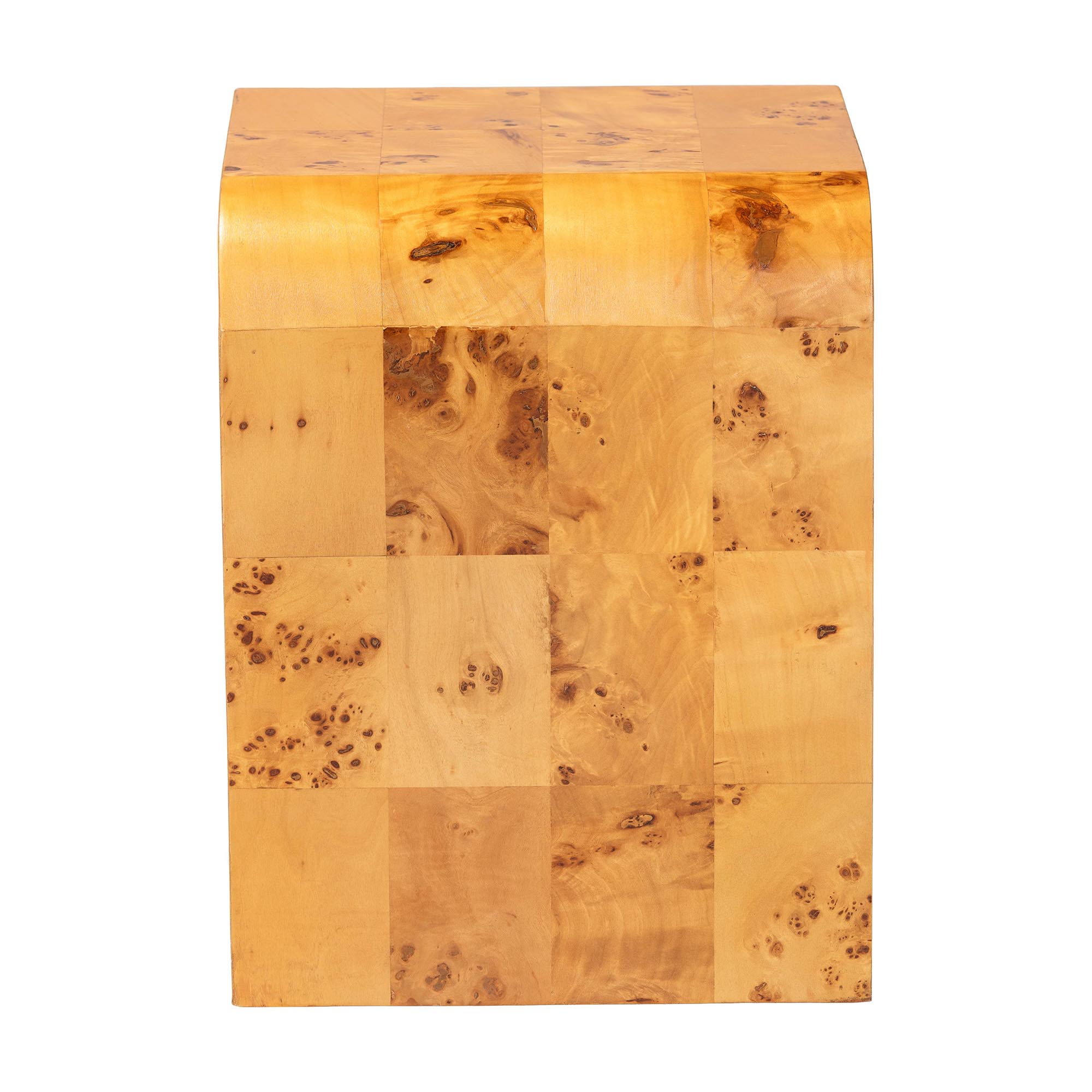 bali & pari Revelle Modern and Contemporary Natural Light Mappa Real Burl Wood End Table