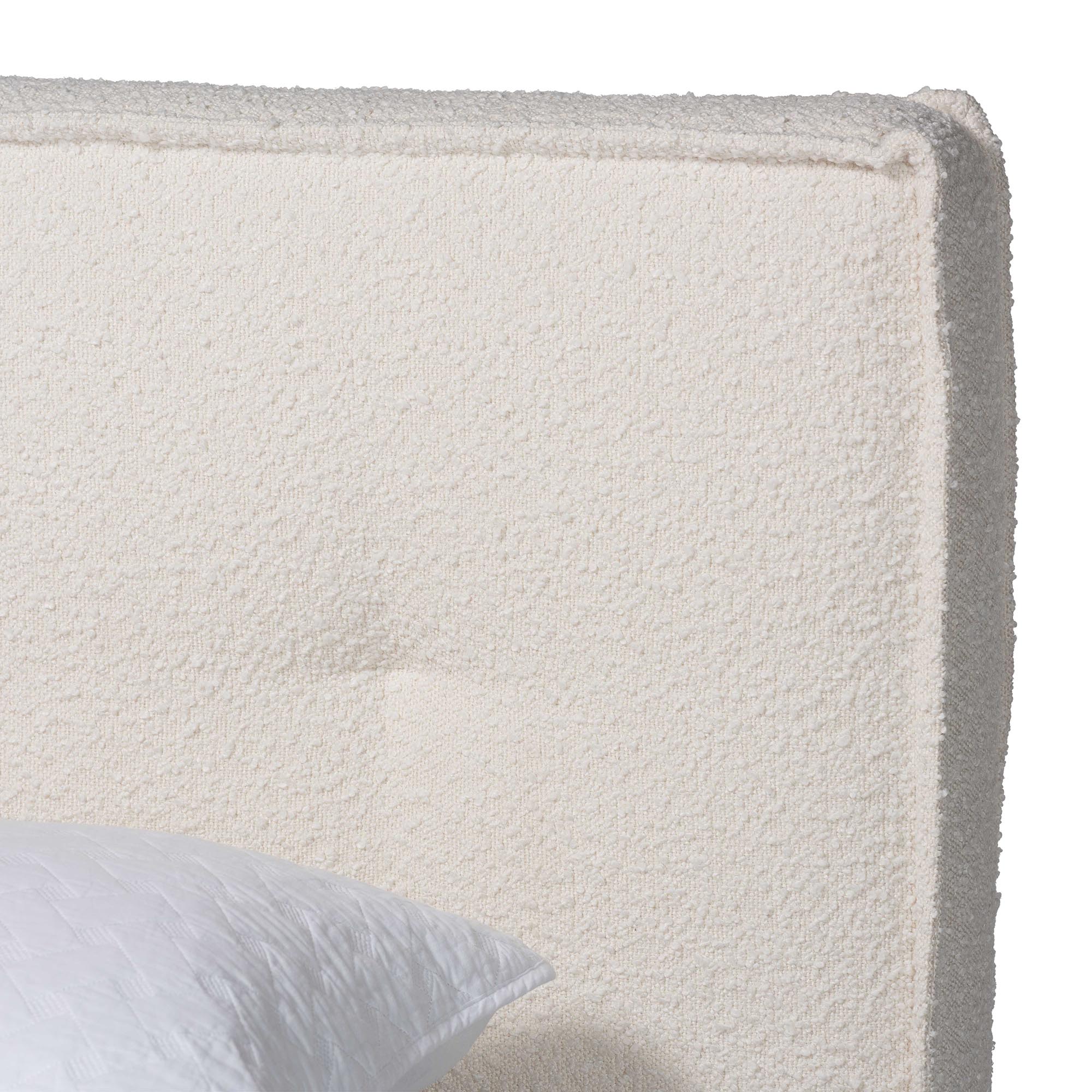 Baxton Studio Laverick Modern Cream Boucle Queen Platform Bed with Border Piping