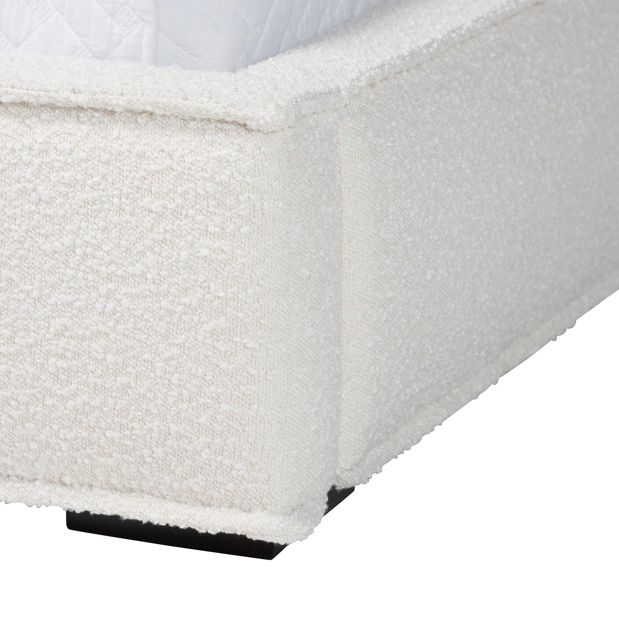 Baxton Studio Laverick Modern Cream Boucle Queen Platform Bed with Border Piping