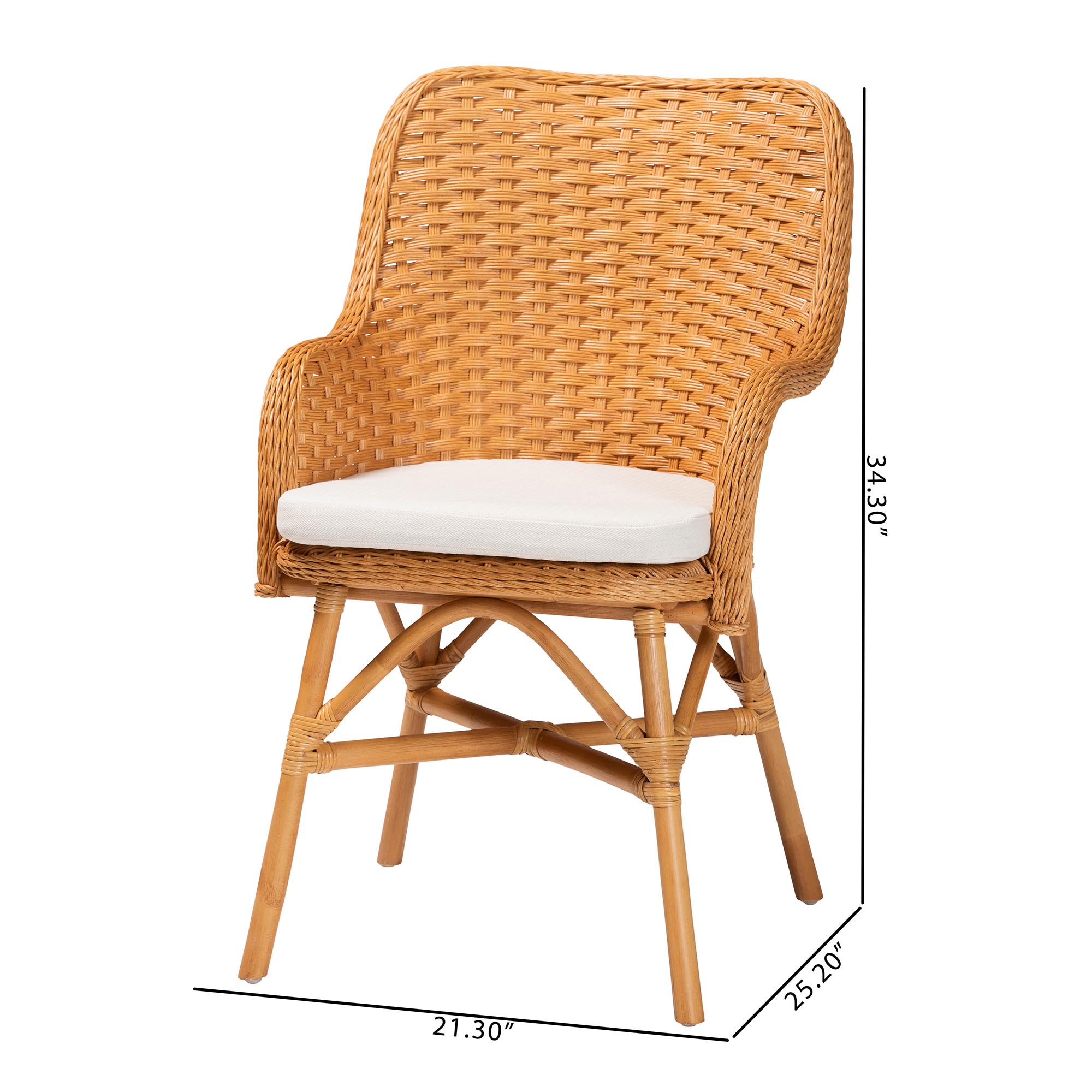 bali & pari Celsie Bohemian Light Honey Rattan Dining Chair
