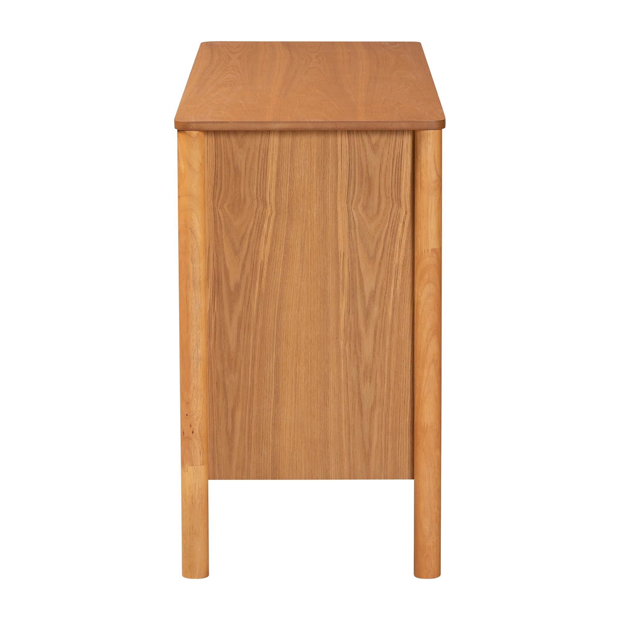 Baxton Studio Jenn Golden Brown Wood Japandi 6-Drawer Dresser with Distressed-Finished Rattan
