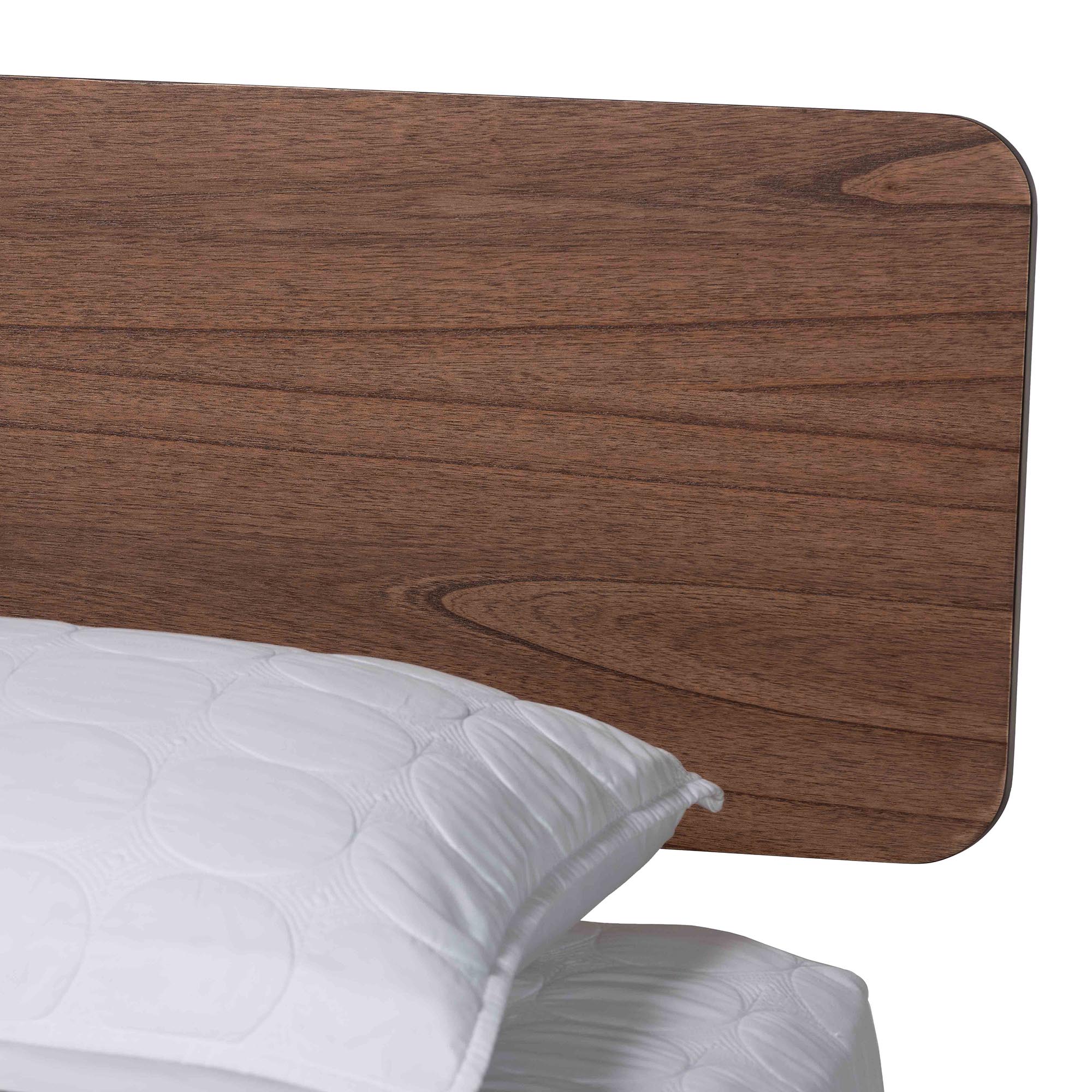 Baxton Studio Alyssa Japandi Walnut Brown Wood Queen Size 4-Piece Bedroom Set