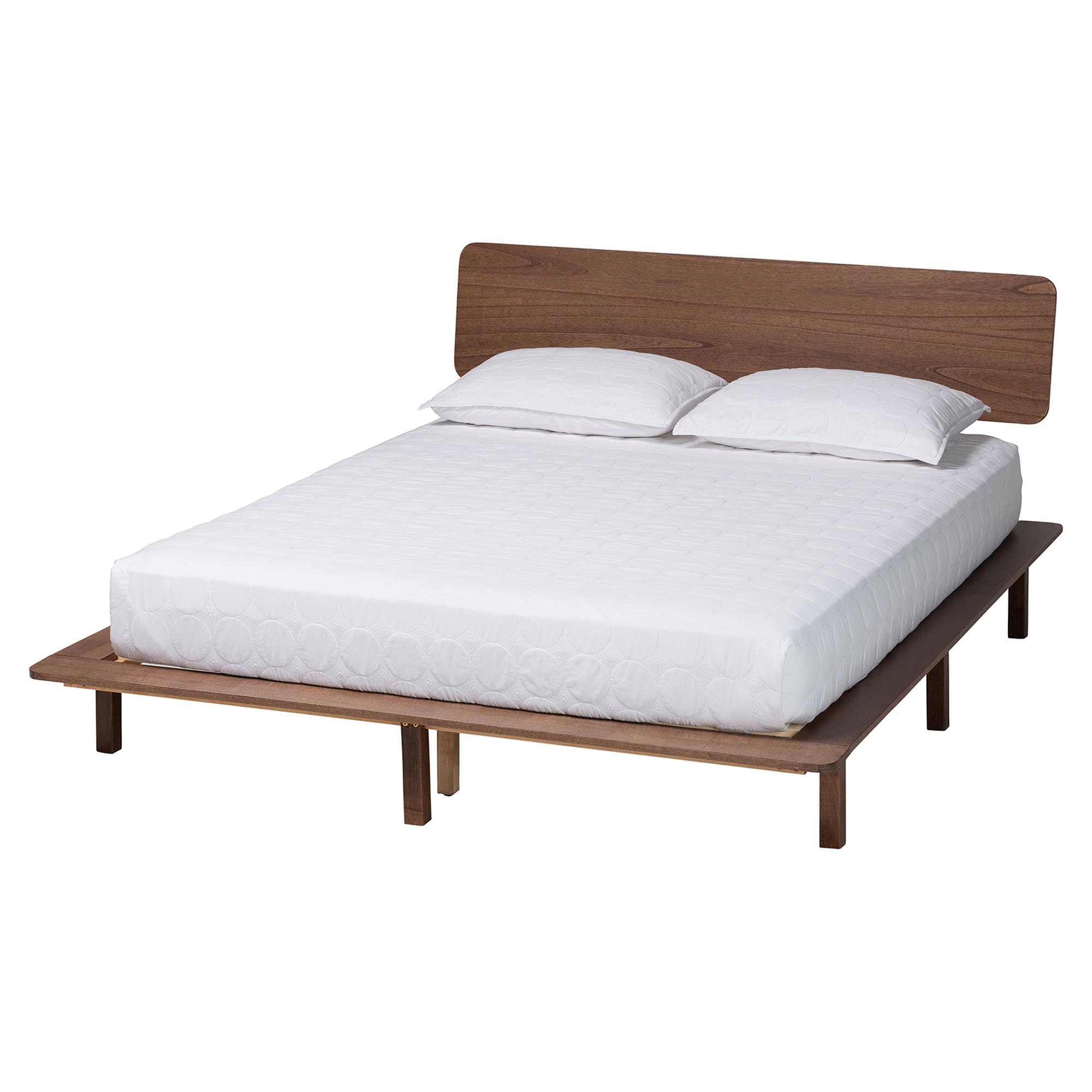 Baxton Studio Alyssa Japandi Walnut Brown Wood Queen Size 3-Piece Bedroom Set