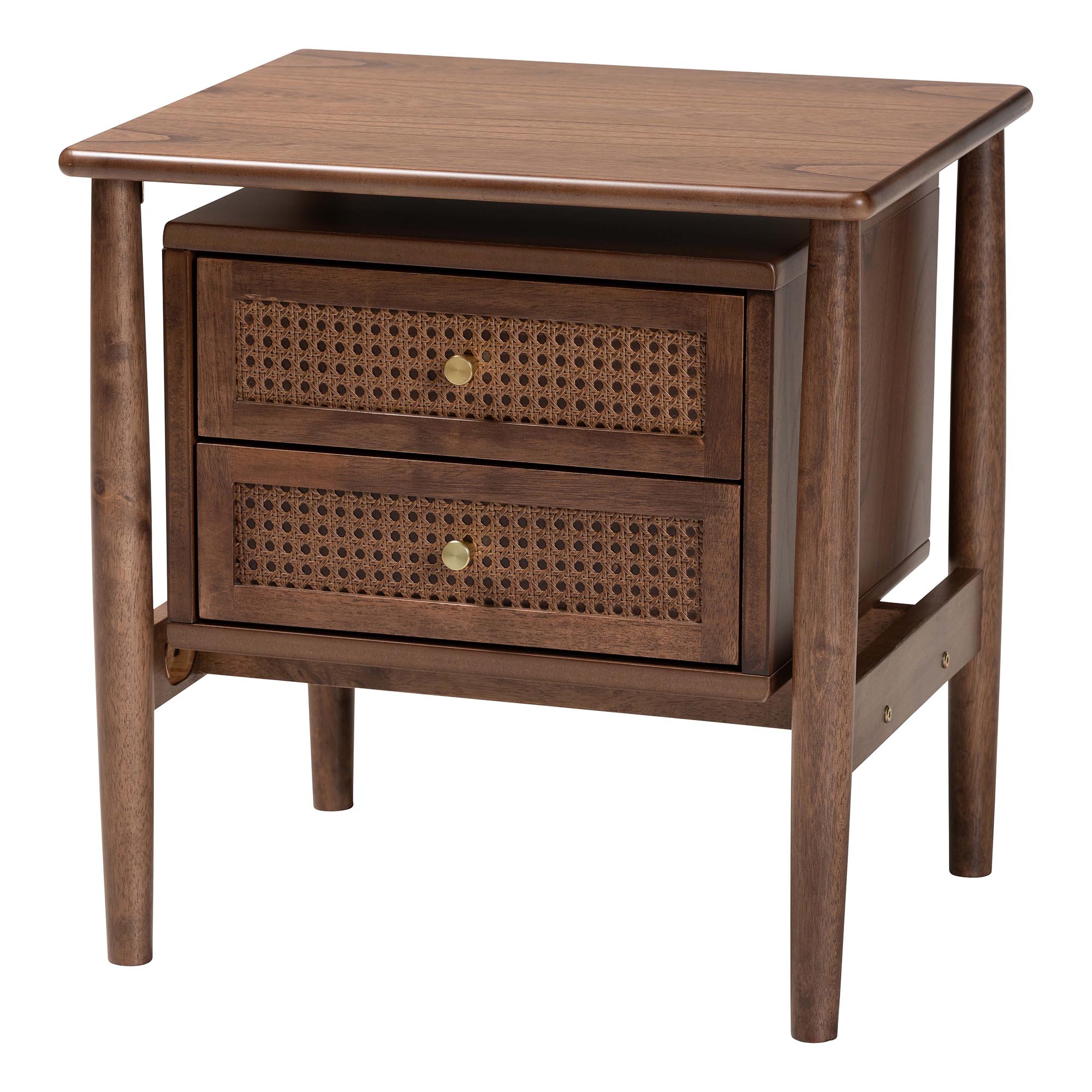 Baxton Studio Alyssa Japandi Walnut Brown Wood Queen Size 3-Piece Bedroom Set