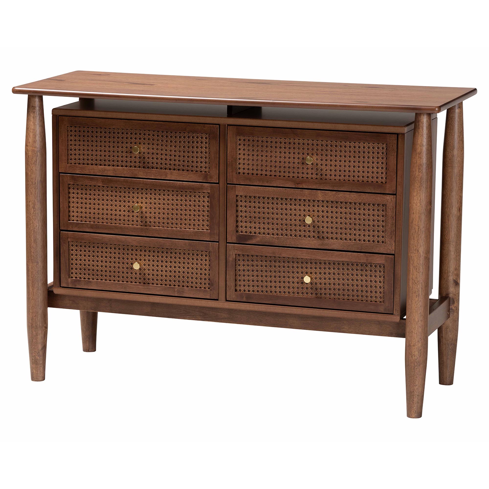 Baxton Studio Alyssa Japandi Walnut Brown Wood Queen Size 3-Piece Bedroom Set