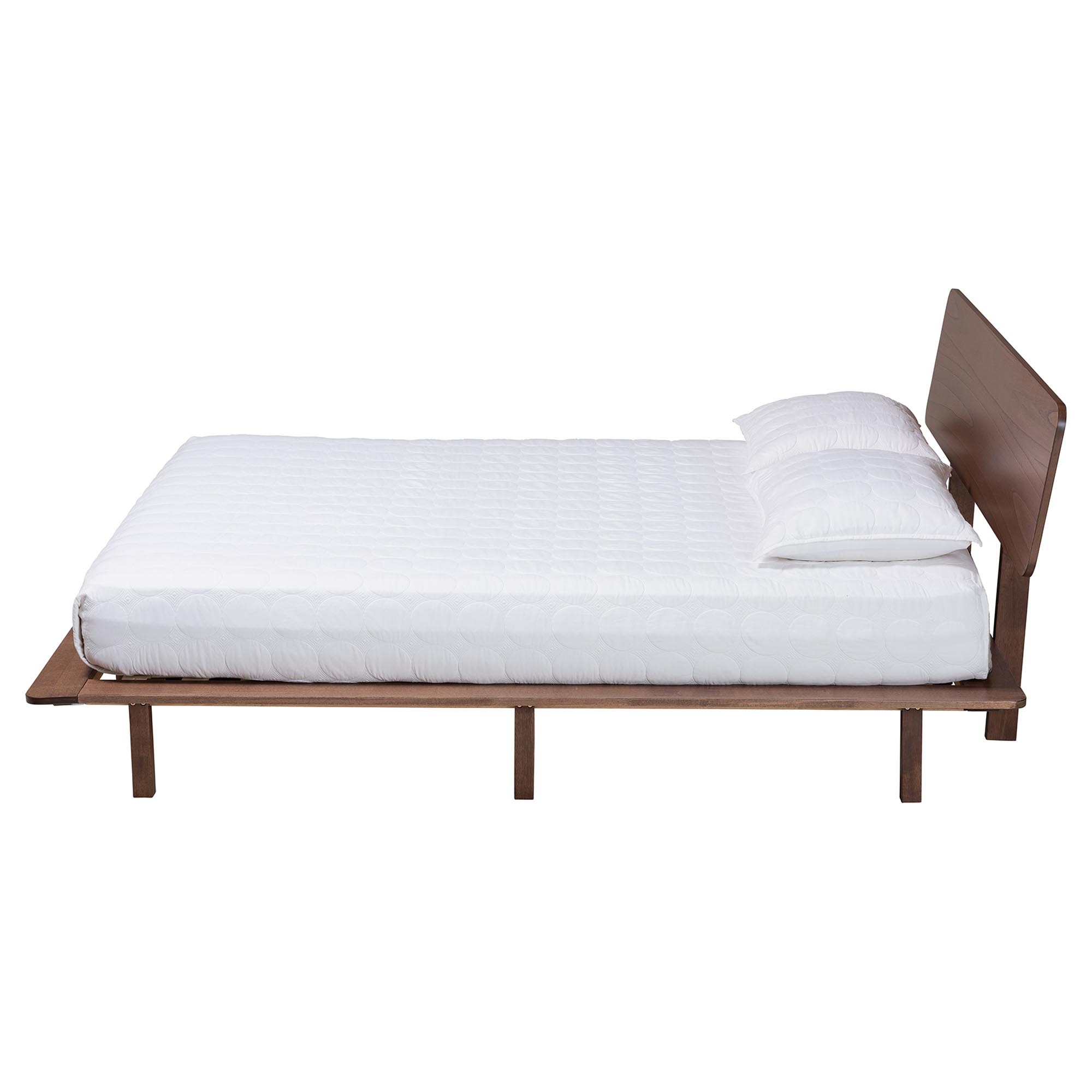 Baxton Studio Alyssa Japandi Walnut Brown Wood Queen Size Platform Bed