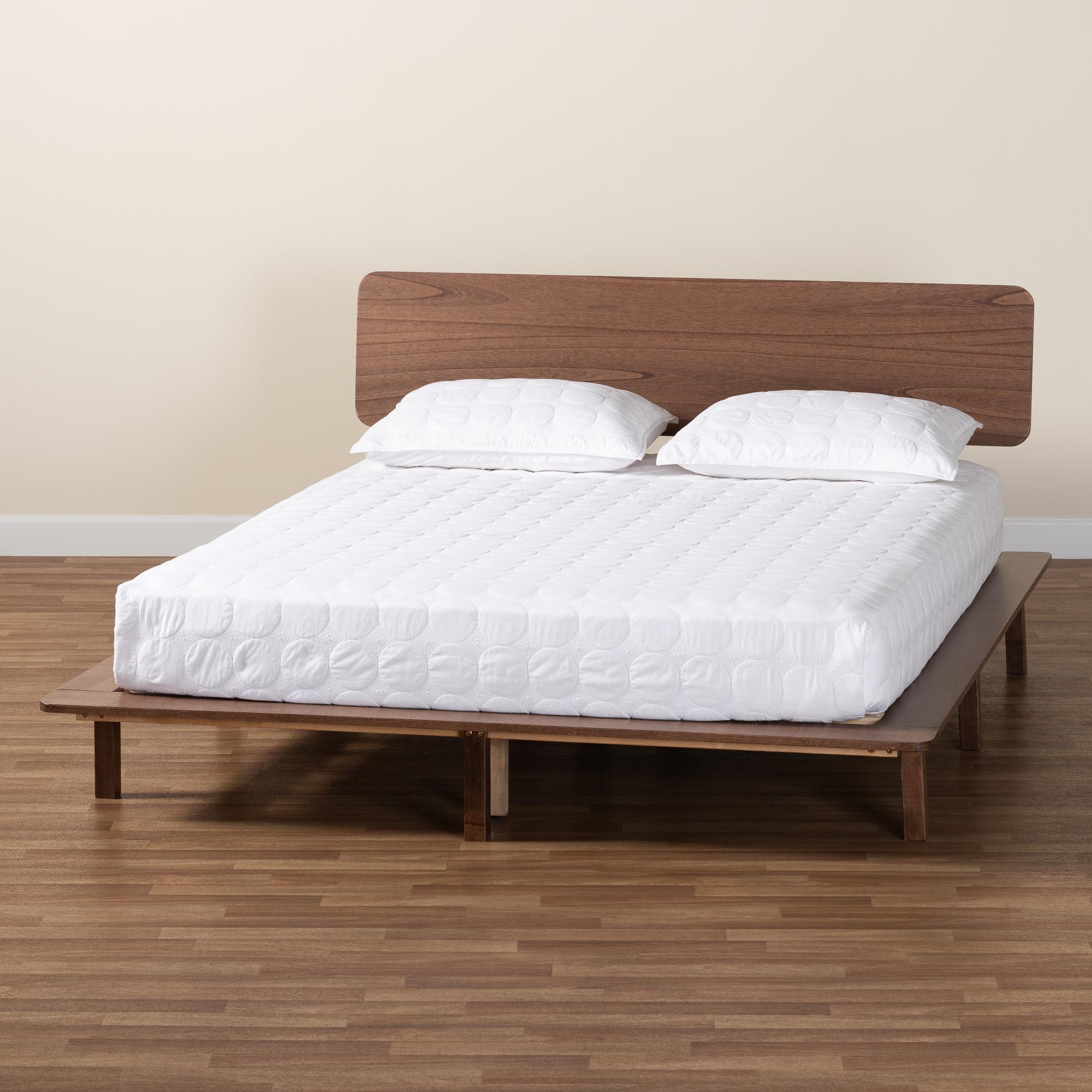 Baxton Studio Alyssa Japandi Walnut Brown Wood Queen Size Platform Bed