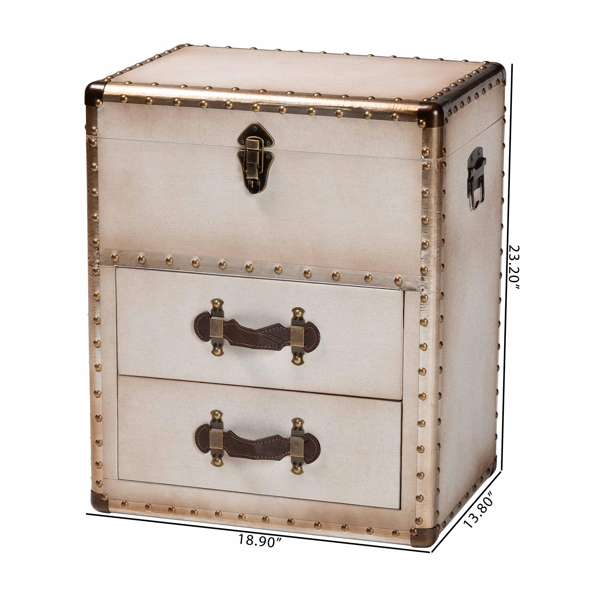 Baxton Studio Agatha Vintage Coffee Canvas 2-Drawer Storage Trunk