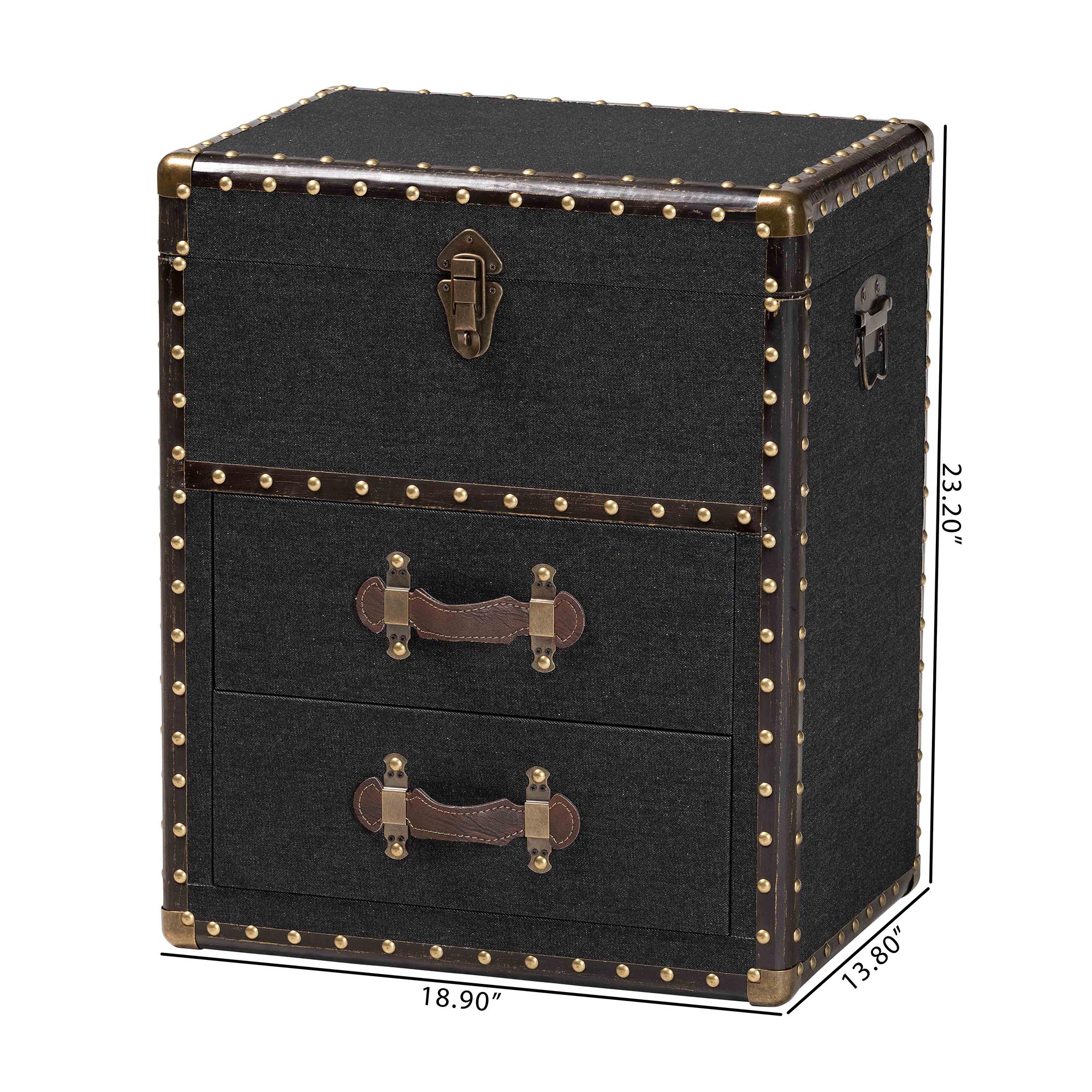 Baxton Studio Agatha Vintage Black Canvas 2-Drawer Storage Trunk