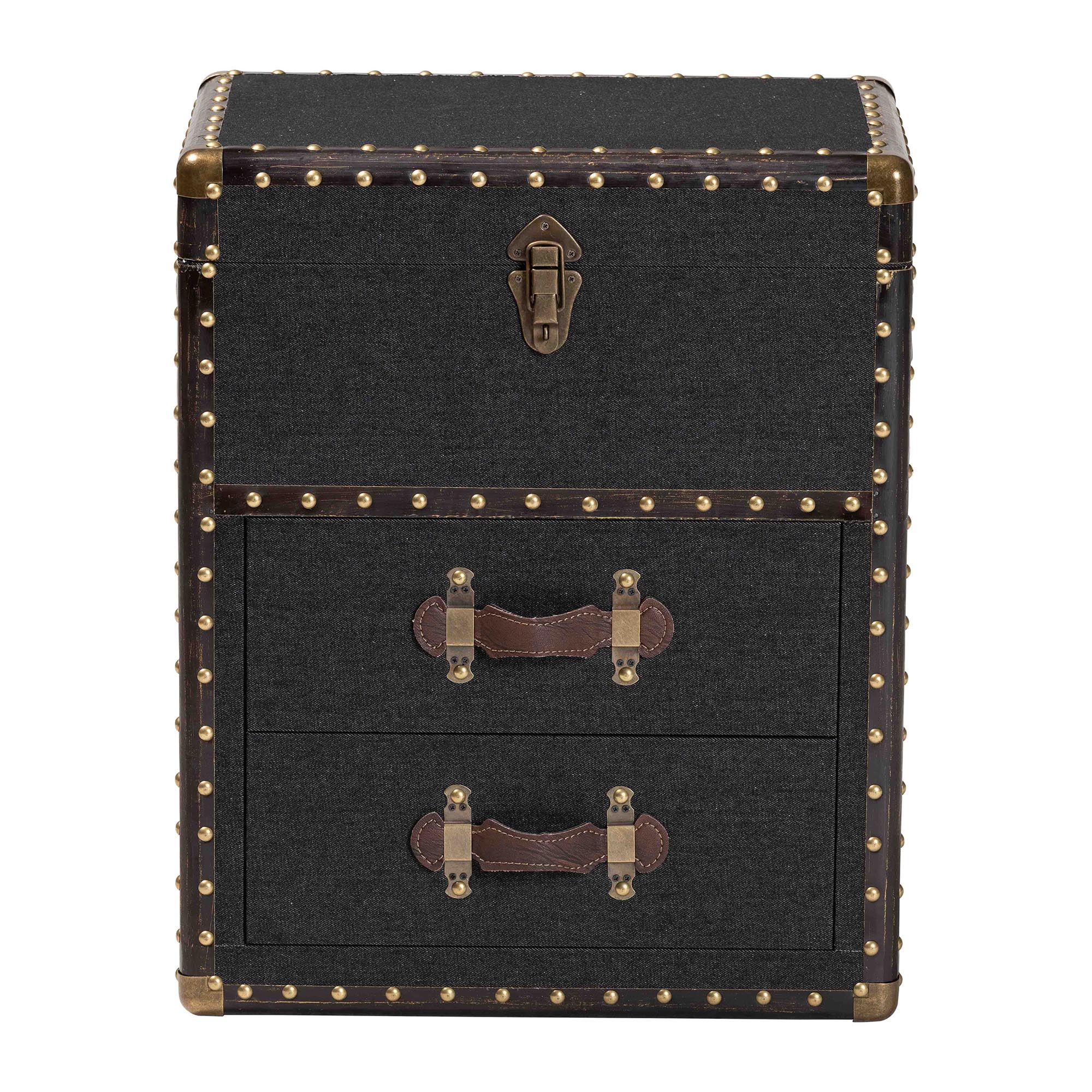 Baxton Studio Agatha Vintage Black Canvas 2-Drawer Storage Trunk