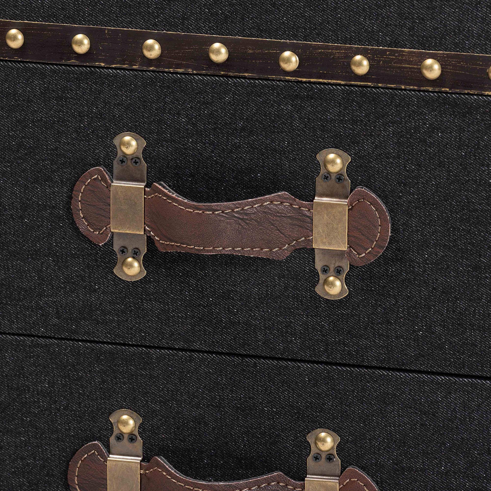 Baxton Studio Agatha Vintage Black Canvas 2-Drawer Storage Trunk