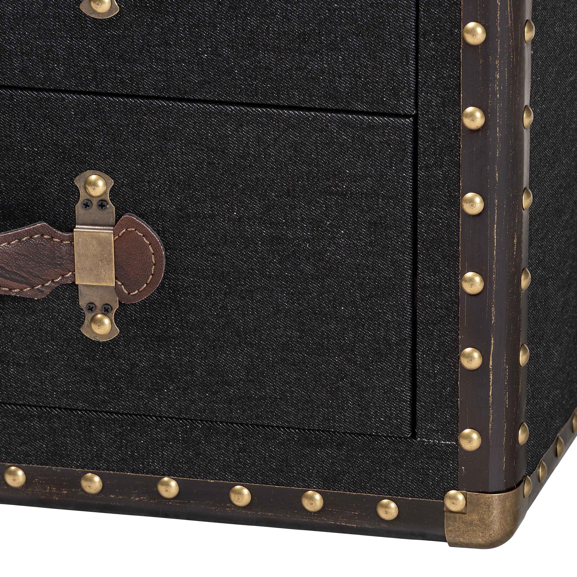 Baxton Studio Agatha Vintage Black Canvas 2-Drawer Storage Trunk