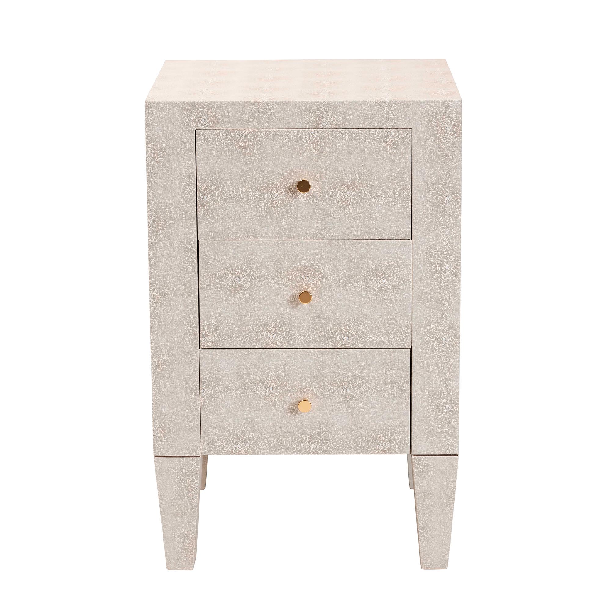 Baxton Studio Leyna Modern Beige Faux Shagreen 3-Drawer End Table