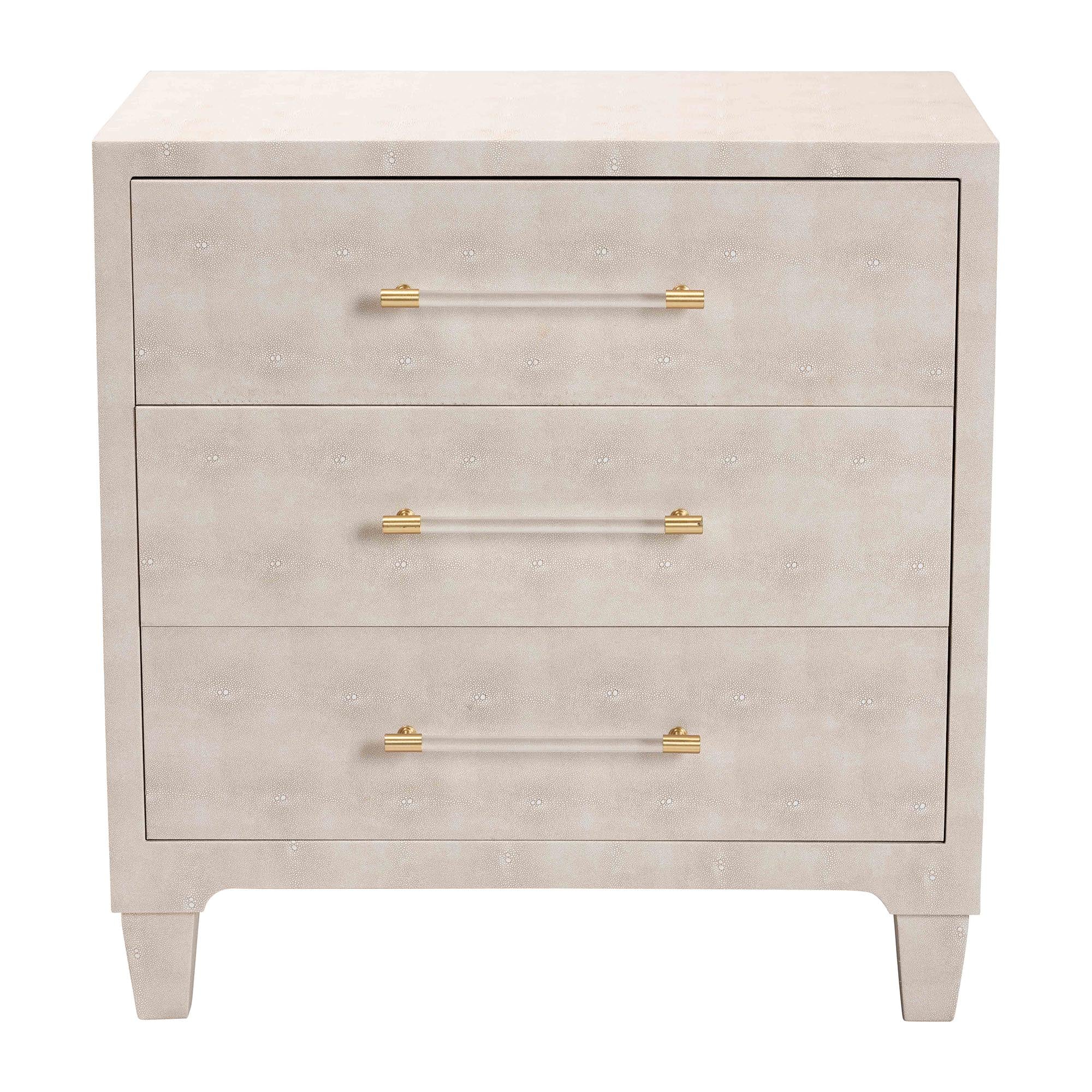 Baxton Studio Nira Modern Beige Faux Shagreen 3-Drawer Storage Cabinet