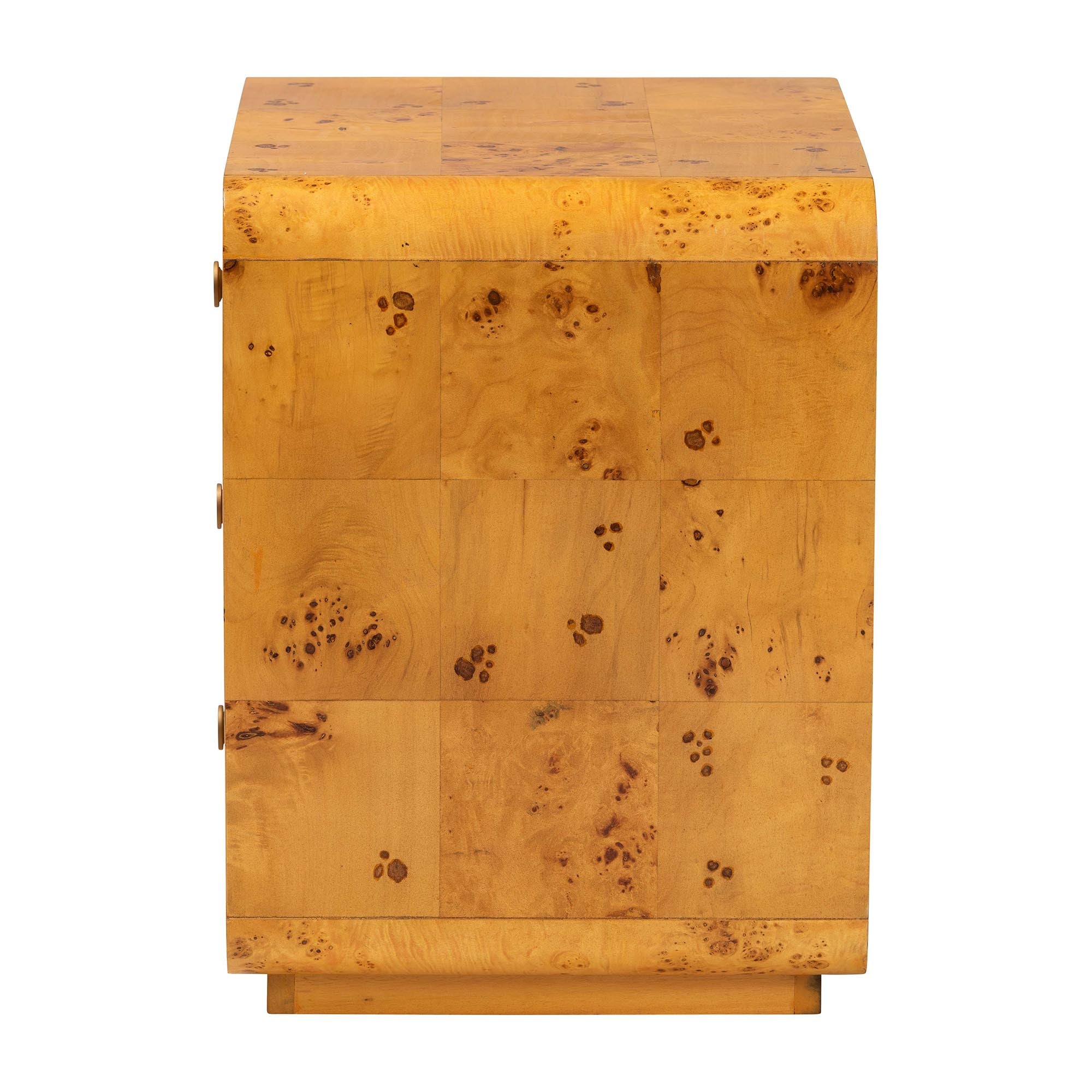 bali & pari Netra Modern and Contemporary Natural Real Burl Wood 3-Drawer Nightstand