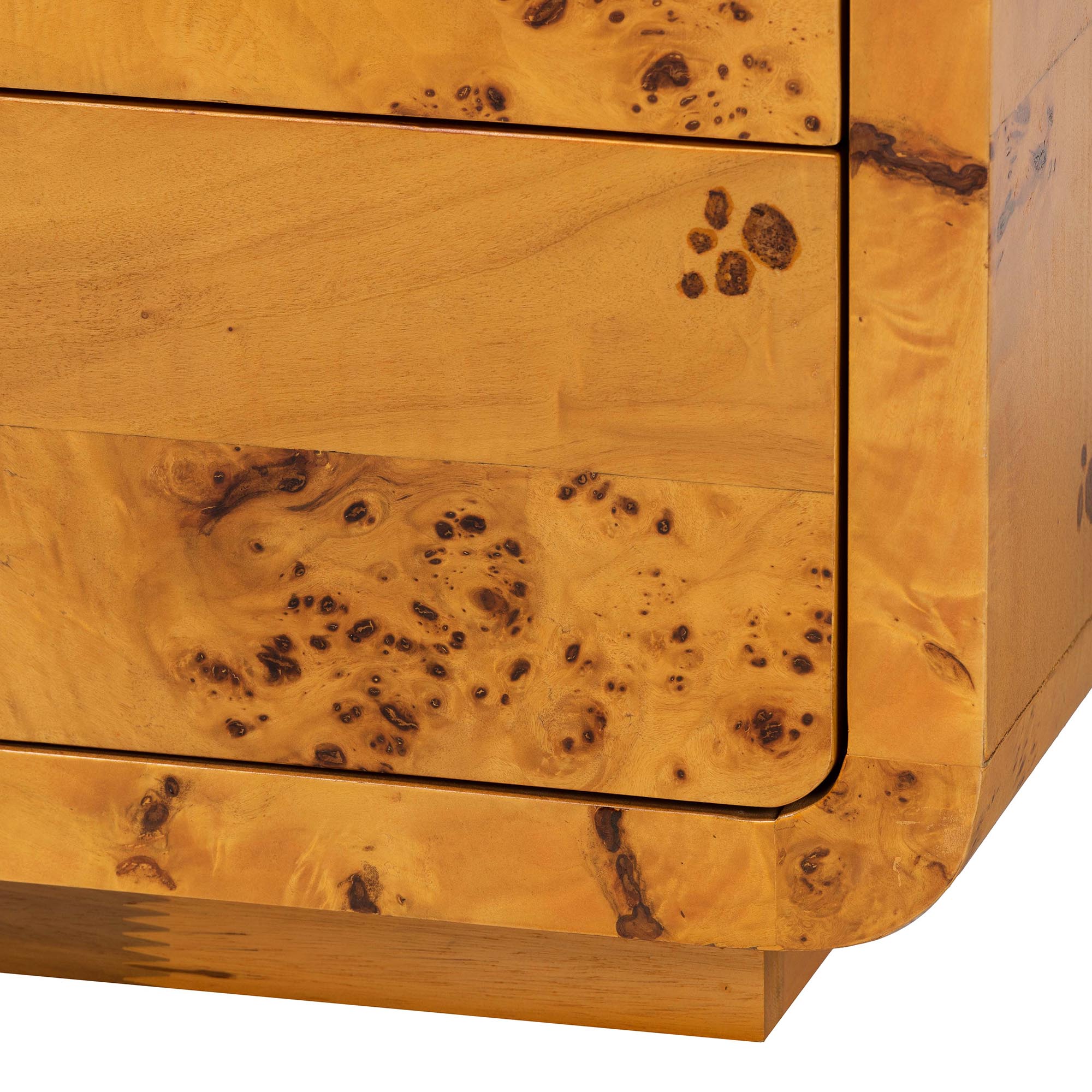 bali & pari Netra Modern and Contemporary Natural Real Burl Wood 3-Drawer Nightstand