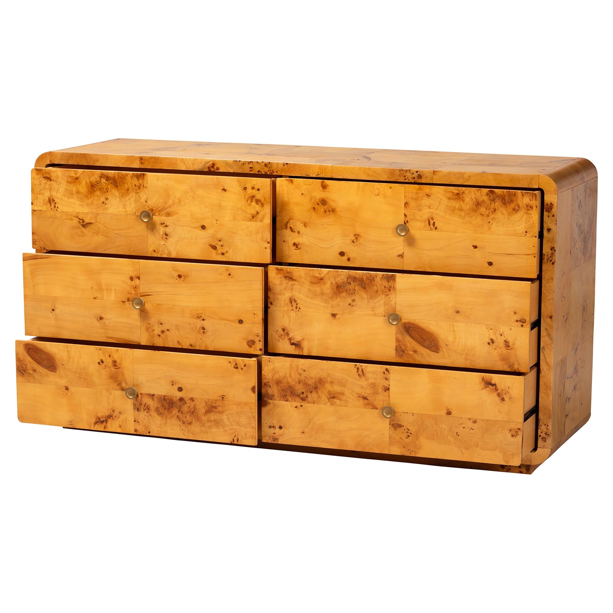 bali & pari Netra Modern and Contemporary Natural Real Burl Wood 6-Drawer Dresser