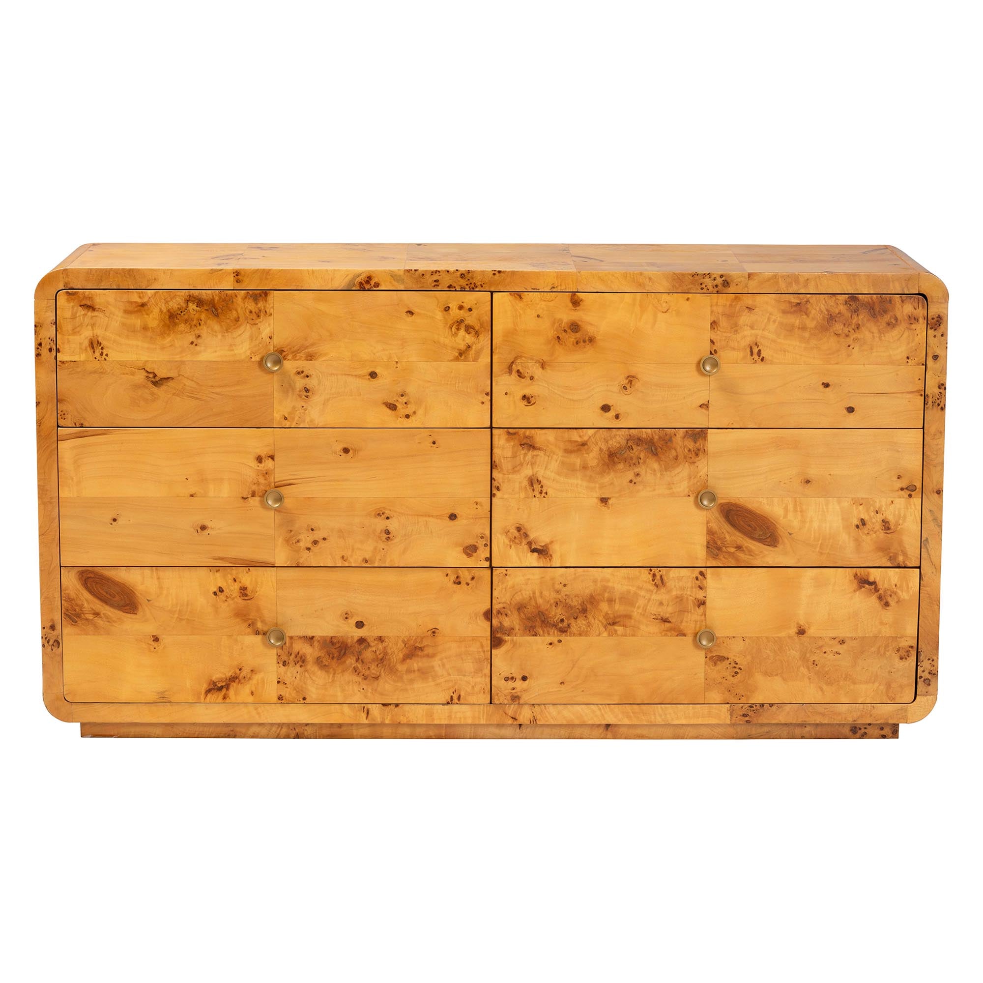 bali & pari Netra Modern and Contemporary Natural Real Burl Wood 6-Drawer Dresser