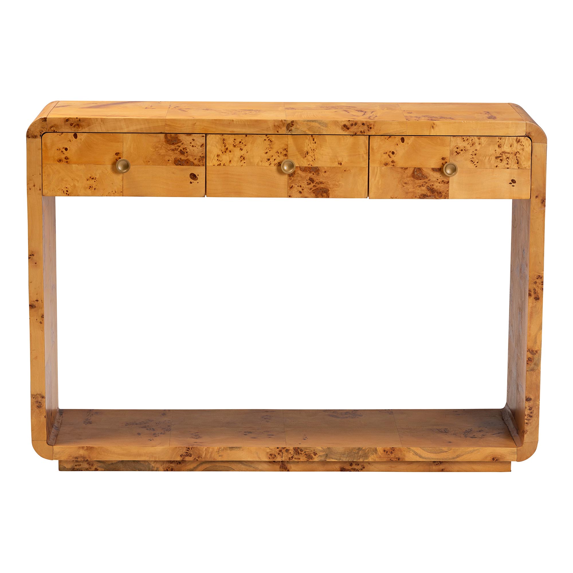 bali & pari Netra Modern and Contemporary Natural Real Burl Wood Console Table