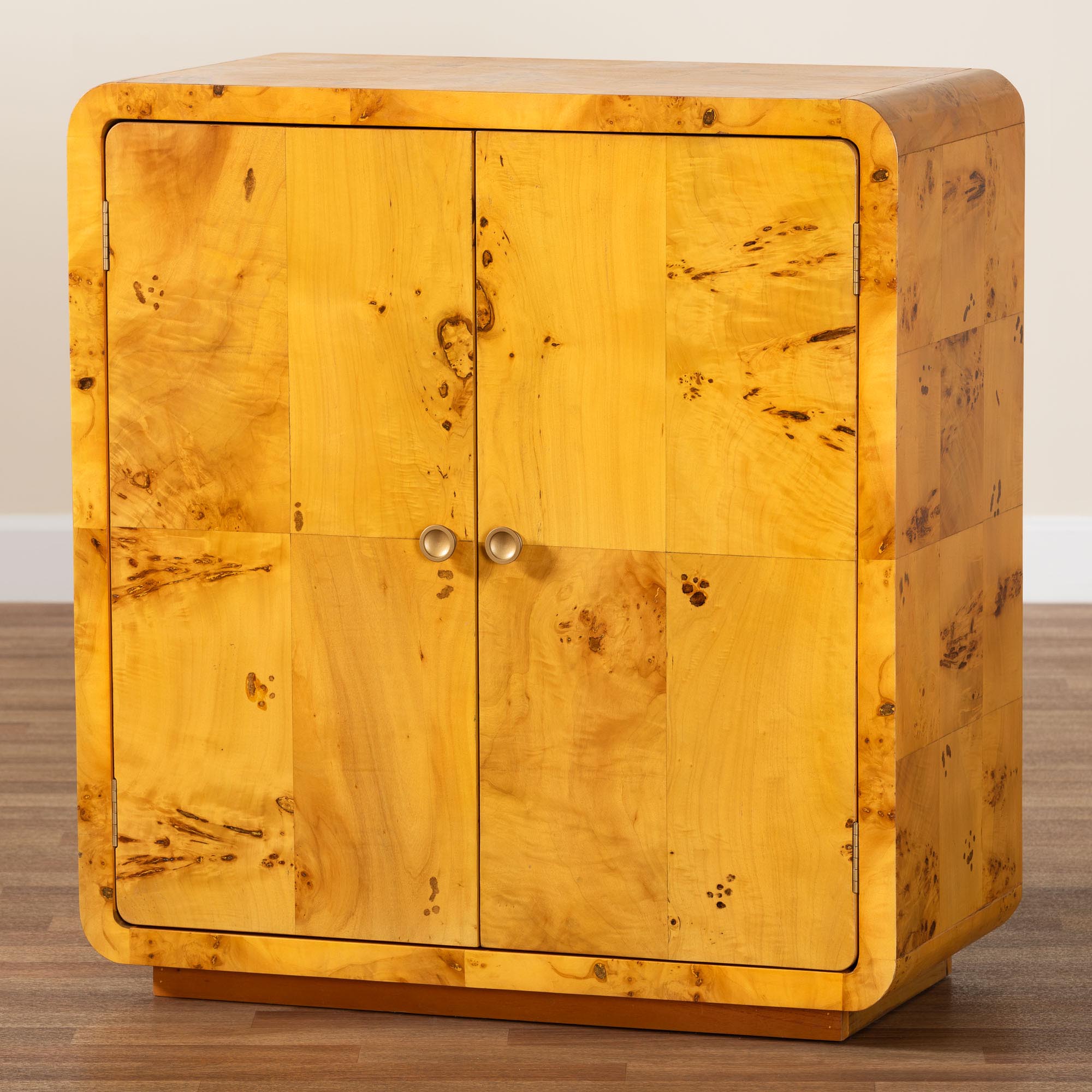 bali & pari Netra Modern and Contemporary Natural Real Burl Wood Storage Cabinet