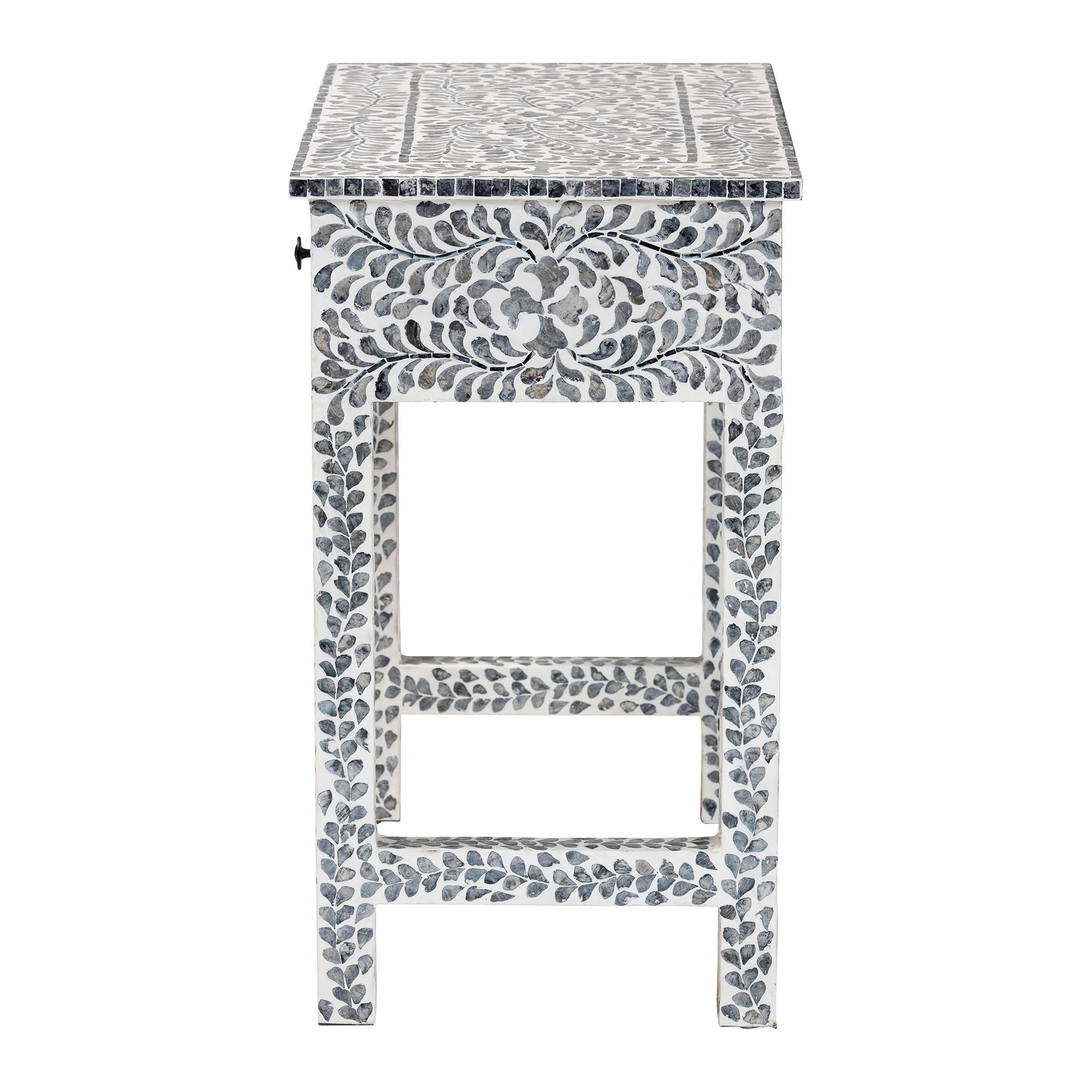 bali & pari Diata Coastal Black and White Mother of Pearl Capiz Shell 2-Drawer Console Table