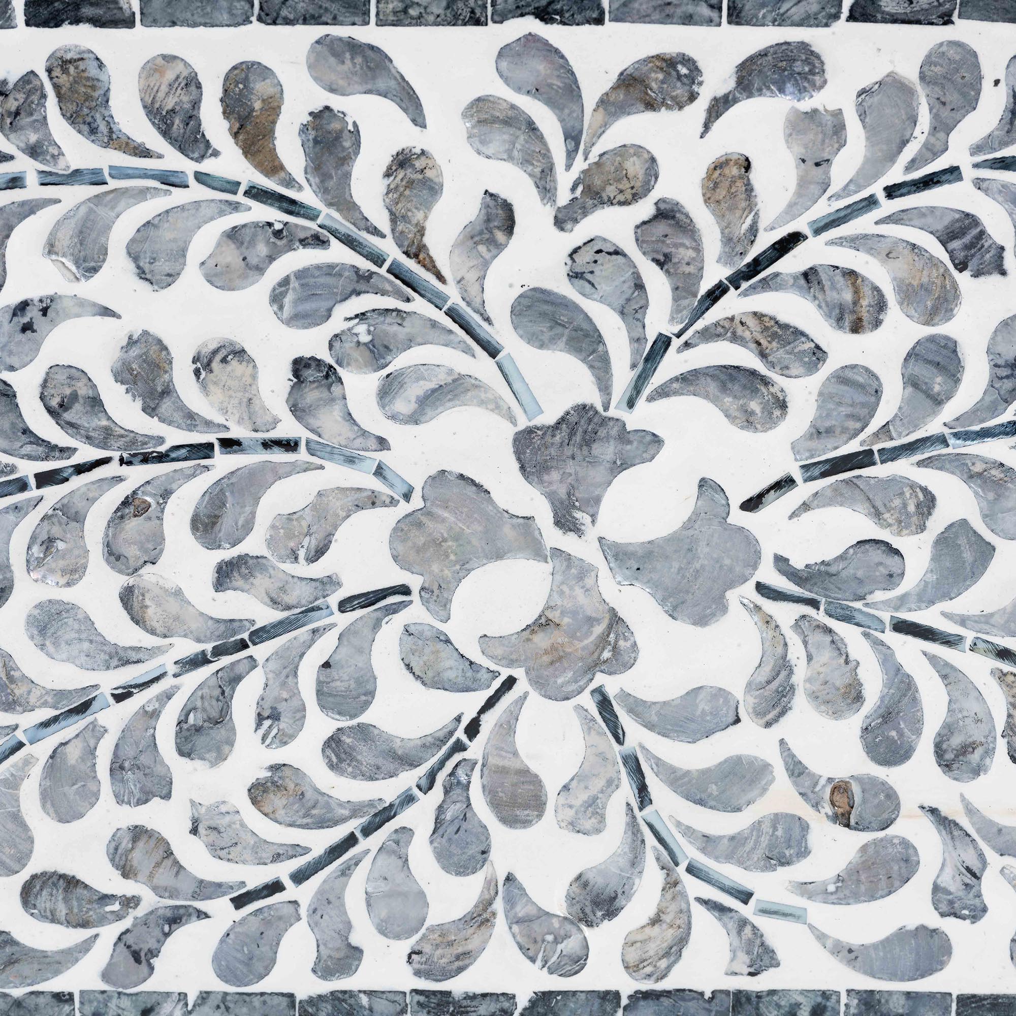 bali & pari Diata Coastal Black and White Mother of Pearl Capiz Shell 2-Drawer Console Table