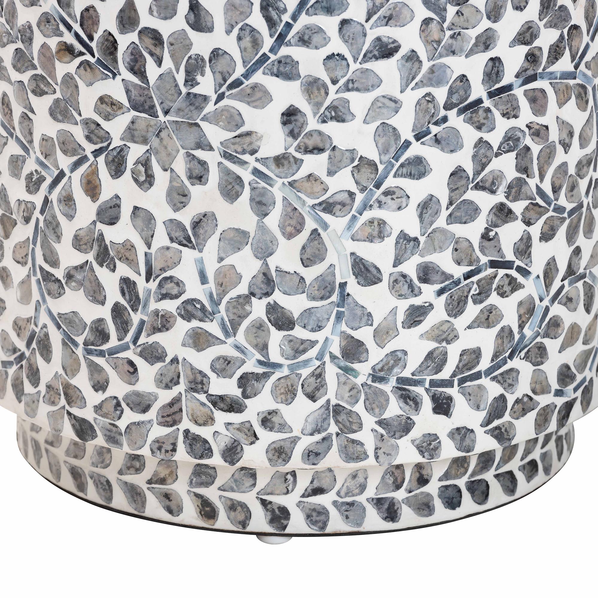 bali & pari Marilla Coastal Black and White Mother of Pearl Capiz Shell Ottoman Footstool