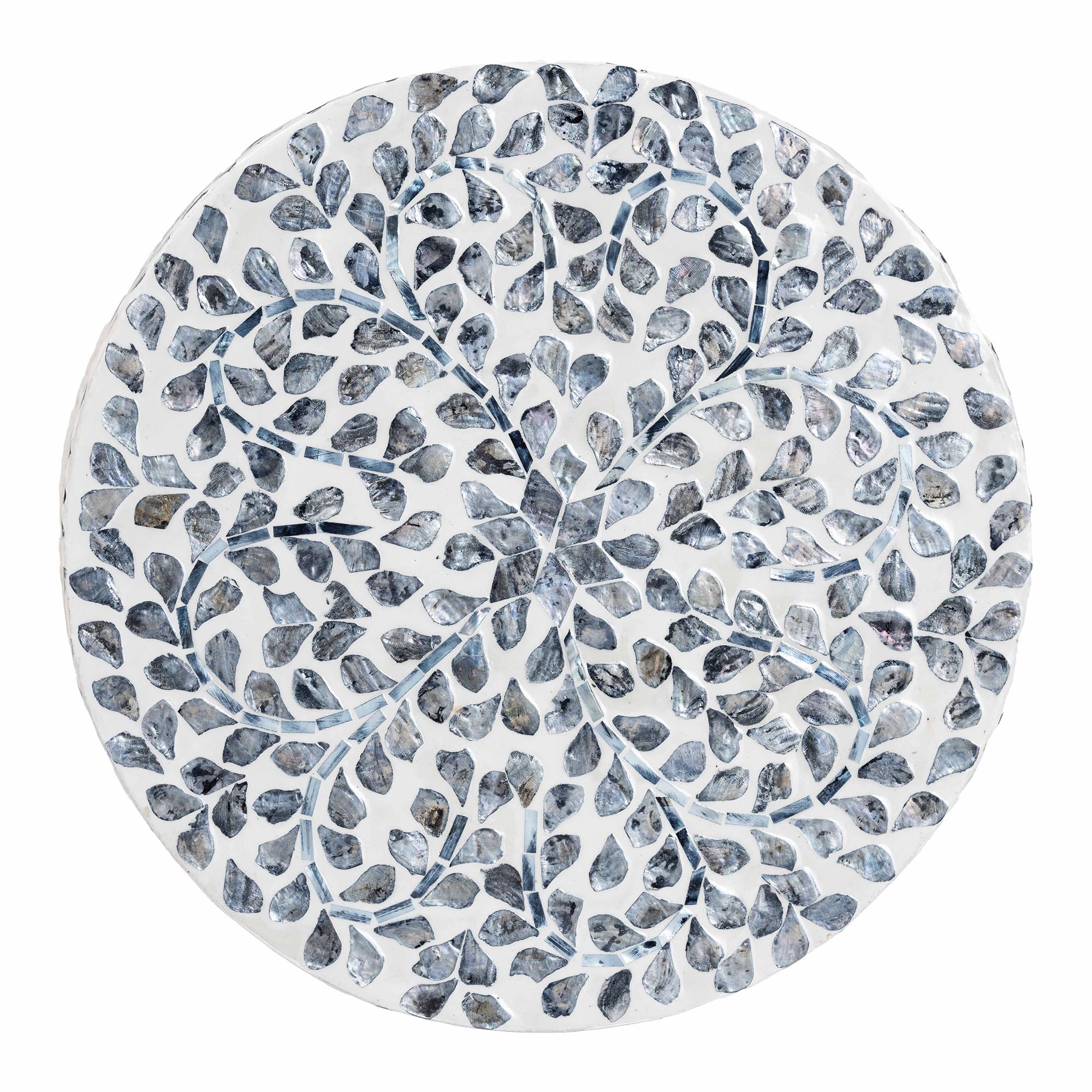 bali & pari Marilla Coastal Black and White Mother of Pearl Capiz Shell Ottoman Footstool