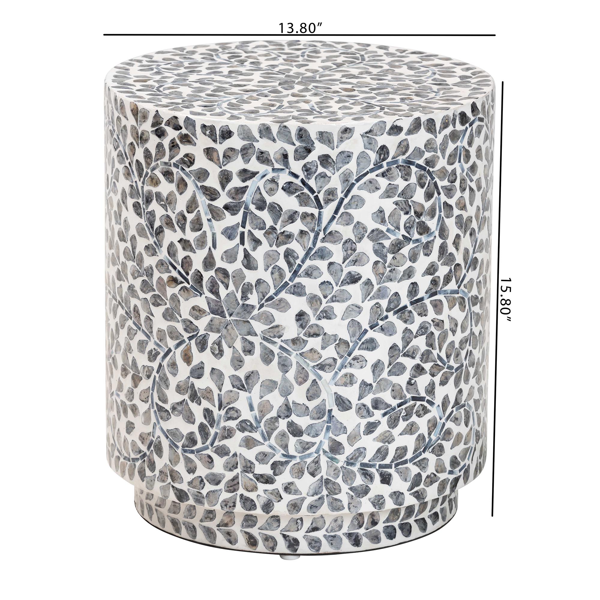 bali & pari Marilla Coastal Black and White Mother of Pearl Capiz Shell Ottoman Footstool