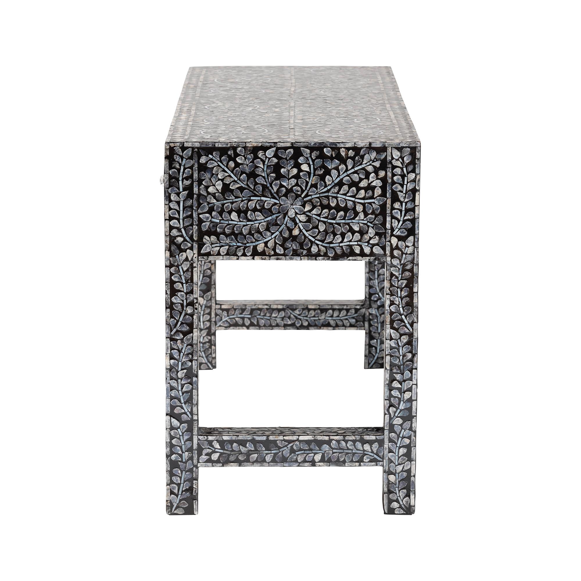 bali & pari Elara Coastal Black and White Mother of Pearl Capiz Shell 3-Drawer Console Table