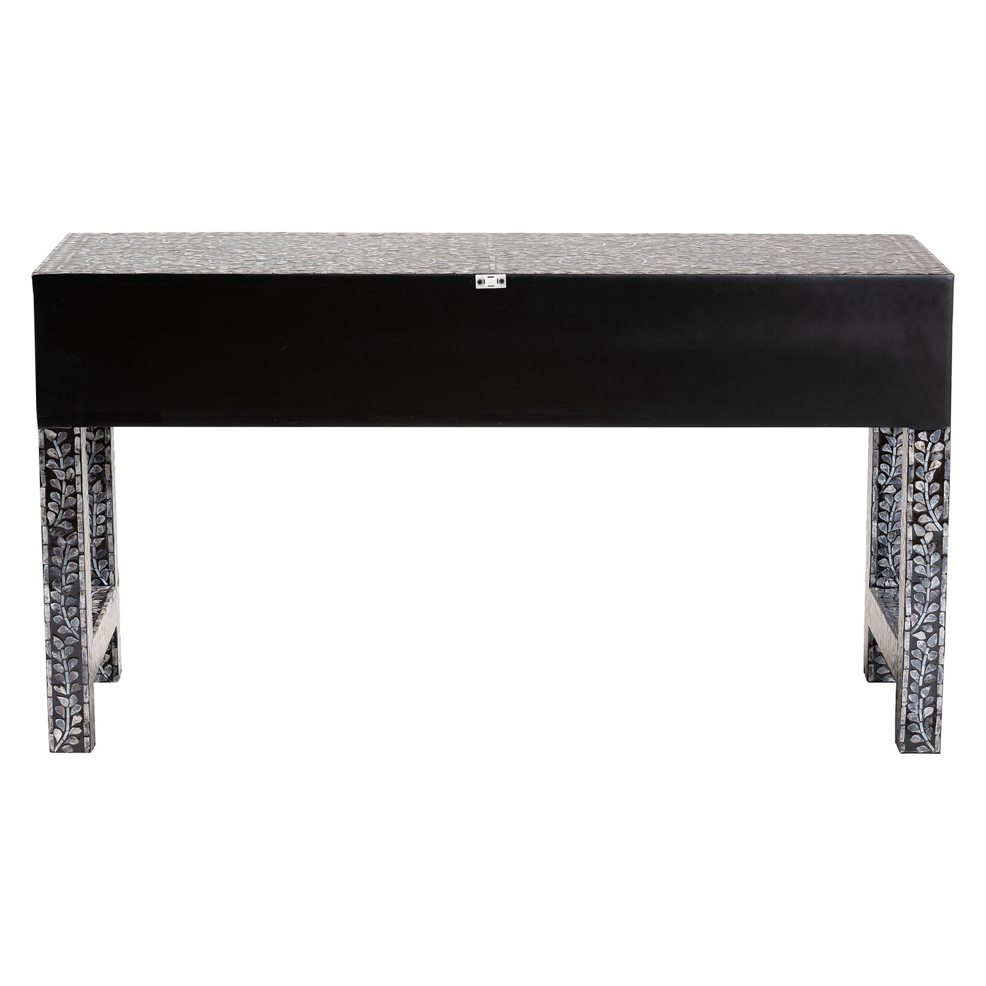 bali & pari Elara Coastal Black and White Mother of Pearl Capiz Shell 3-Drawer Console Table