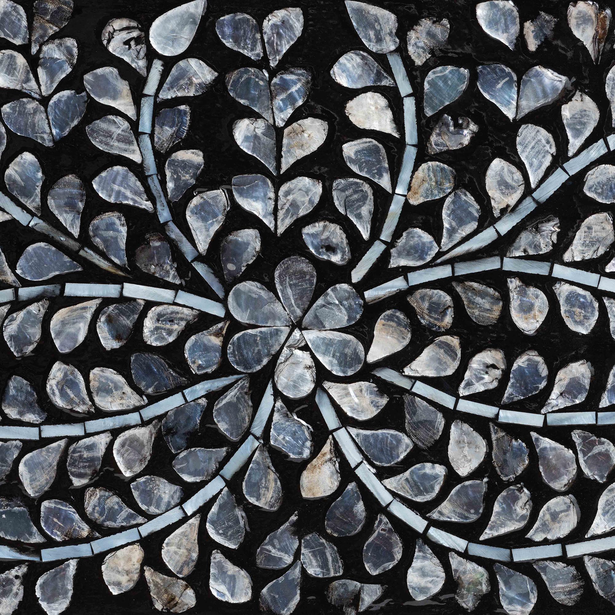 bali & pari Elara Coastal Black and White Mother of Pearl Capiz Shell 3-Drawer Console Table
