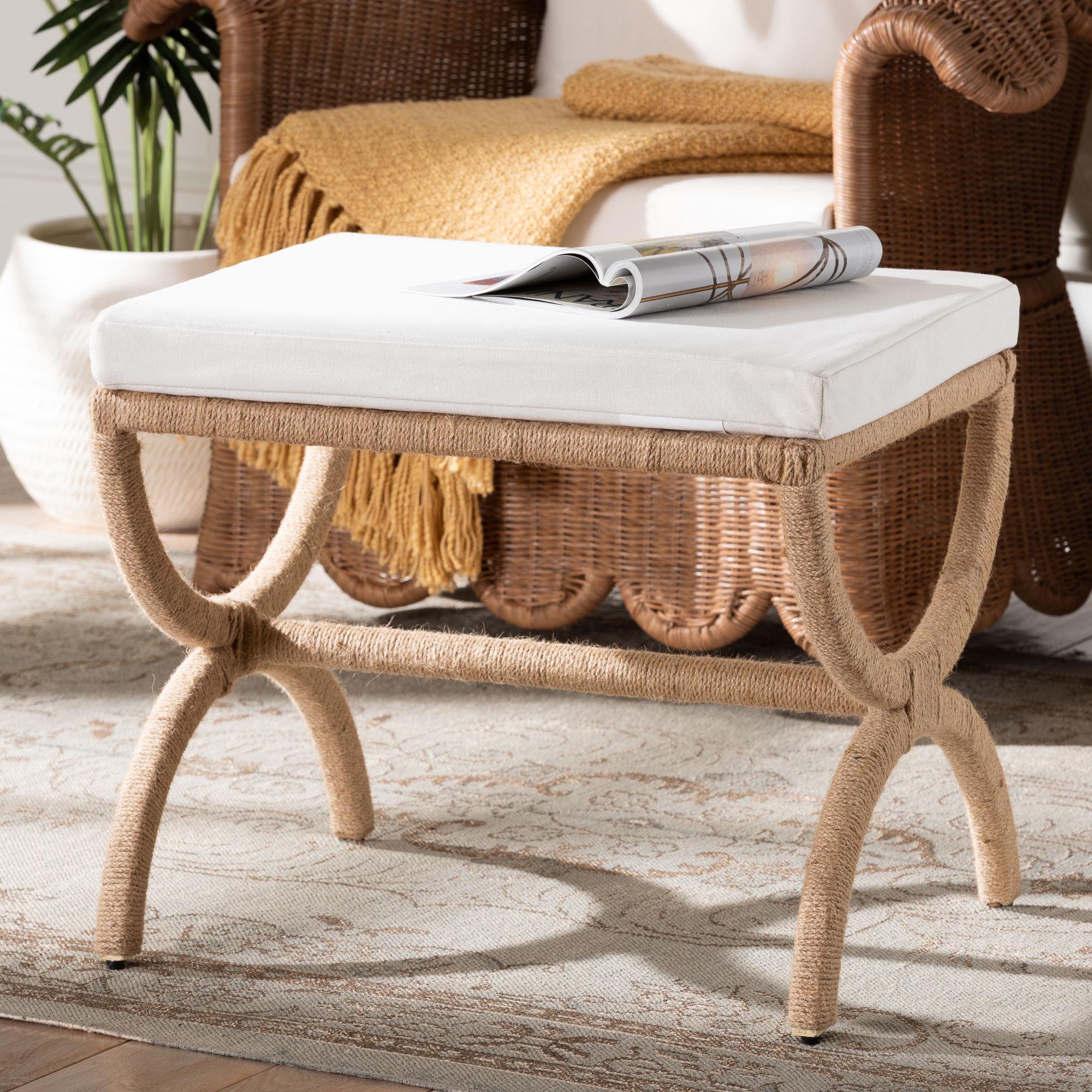 bali & pari Maliyah Japandi Natural Jute Ottoman
